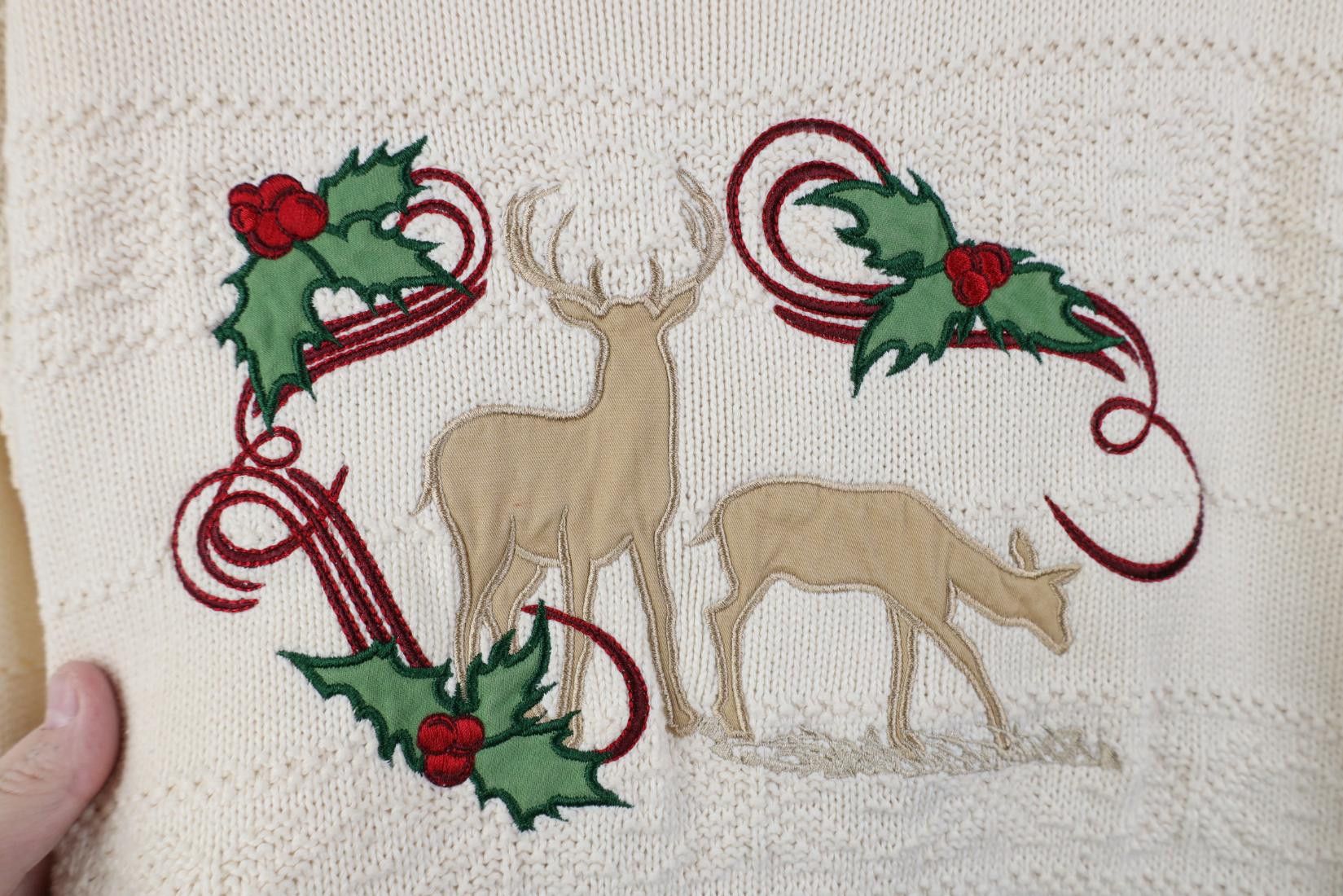 Cabelas Vintage 90s Cabelas Christmas Mistletoe Deer Buck Sweater Size M / US 6-8 / IT 42-44 - 4 Thumbnail