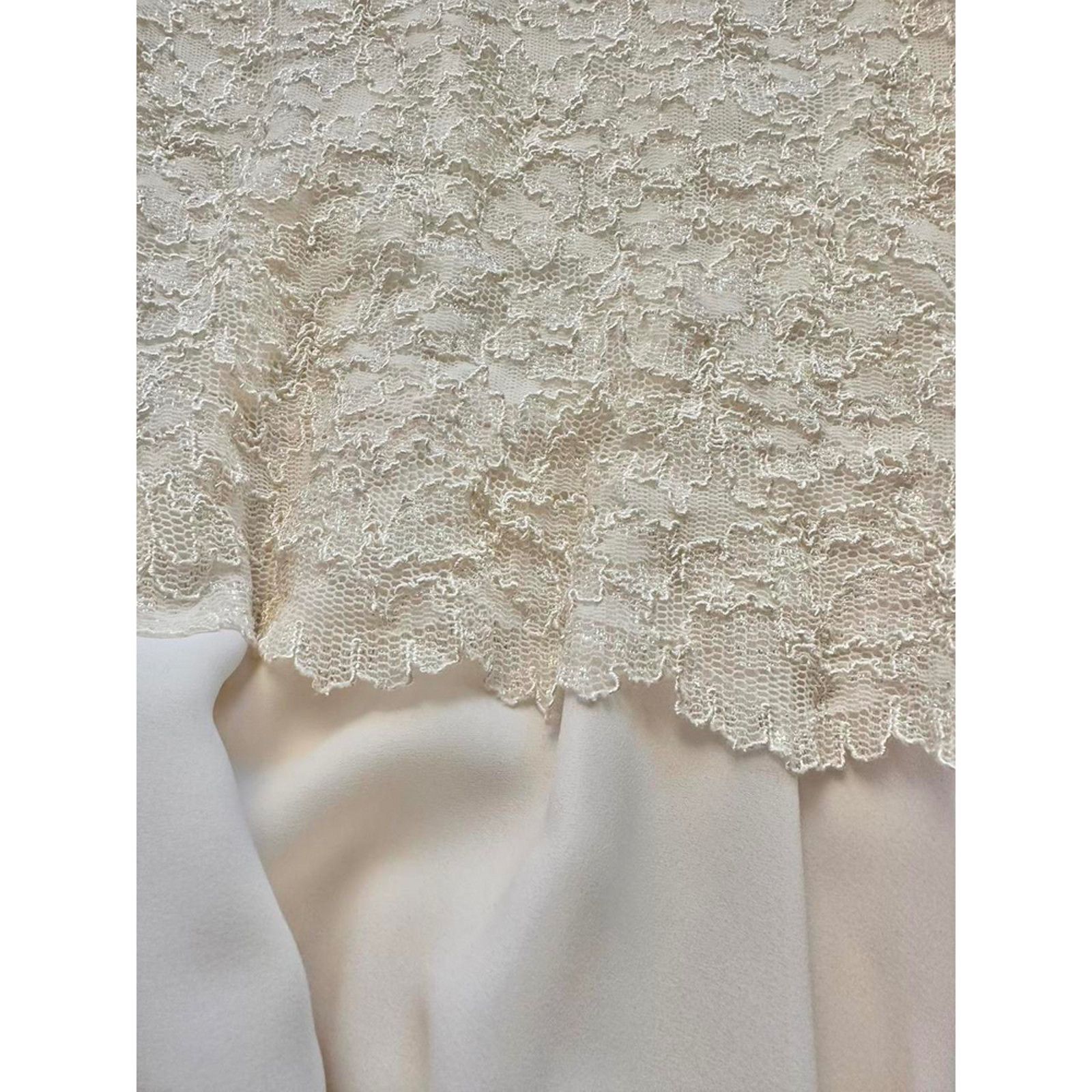 Other 80s Vintage wedding dress shoulder pad lace petite 10p Size L / US 10 / IT 46 - 7 Thumbnail