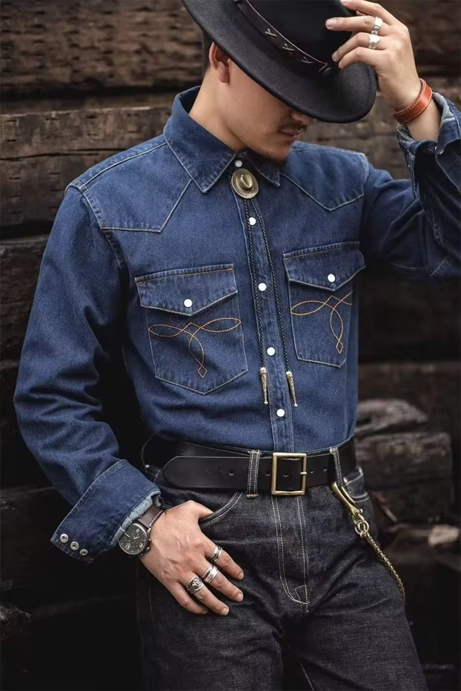 Japanese Brand × Vintage Design Washed Heavyweight Cowboy Shirt Size US M / EU 48-50 / 2 - 1 Thumbnail