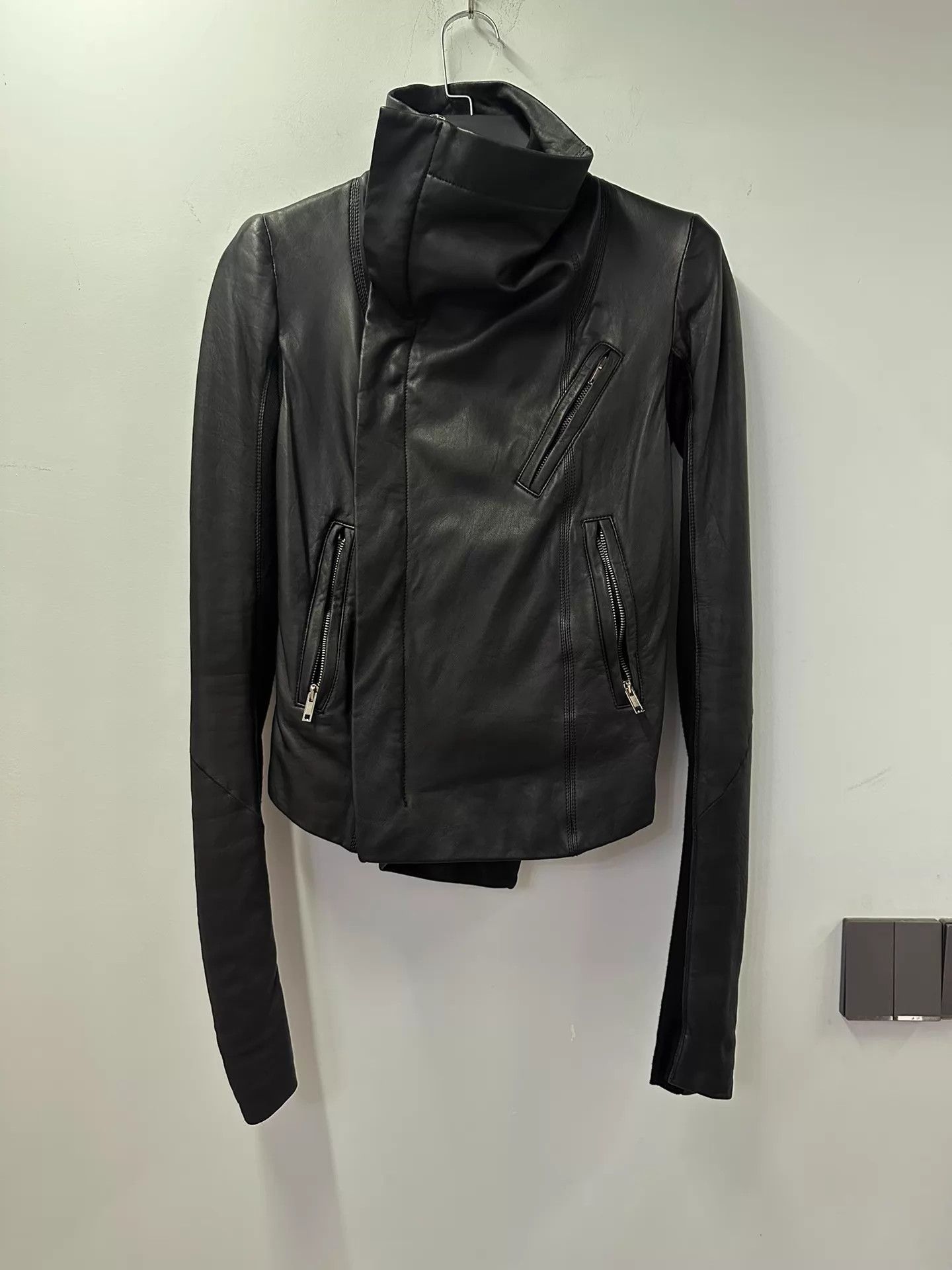 Rick Owens RICK OWENS fur collar leather jacket Blouson Woman