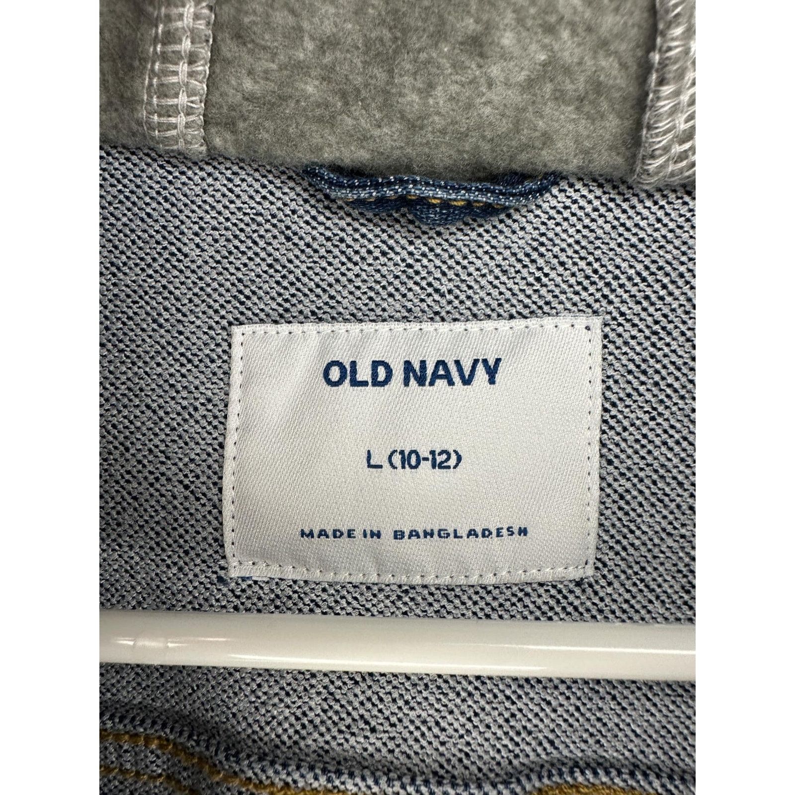 Old Navy Old Navy Long Sleeve Hooded Jean Trucker Jacket Blue L/10-12 Size L / US 10 / IT 46 - 4 Thumbnail