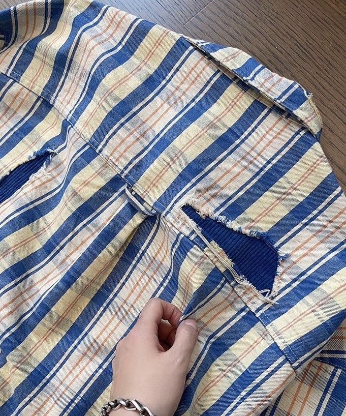Japanese Brand × Vintage Avant garde retro distressed patchwork plaid button up shirt Size US M / EU 48-50 / 2 - 7 Thumbnail