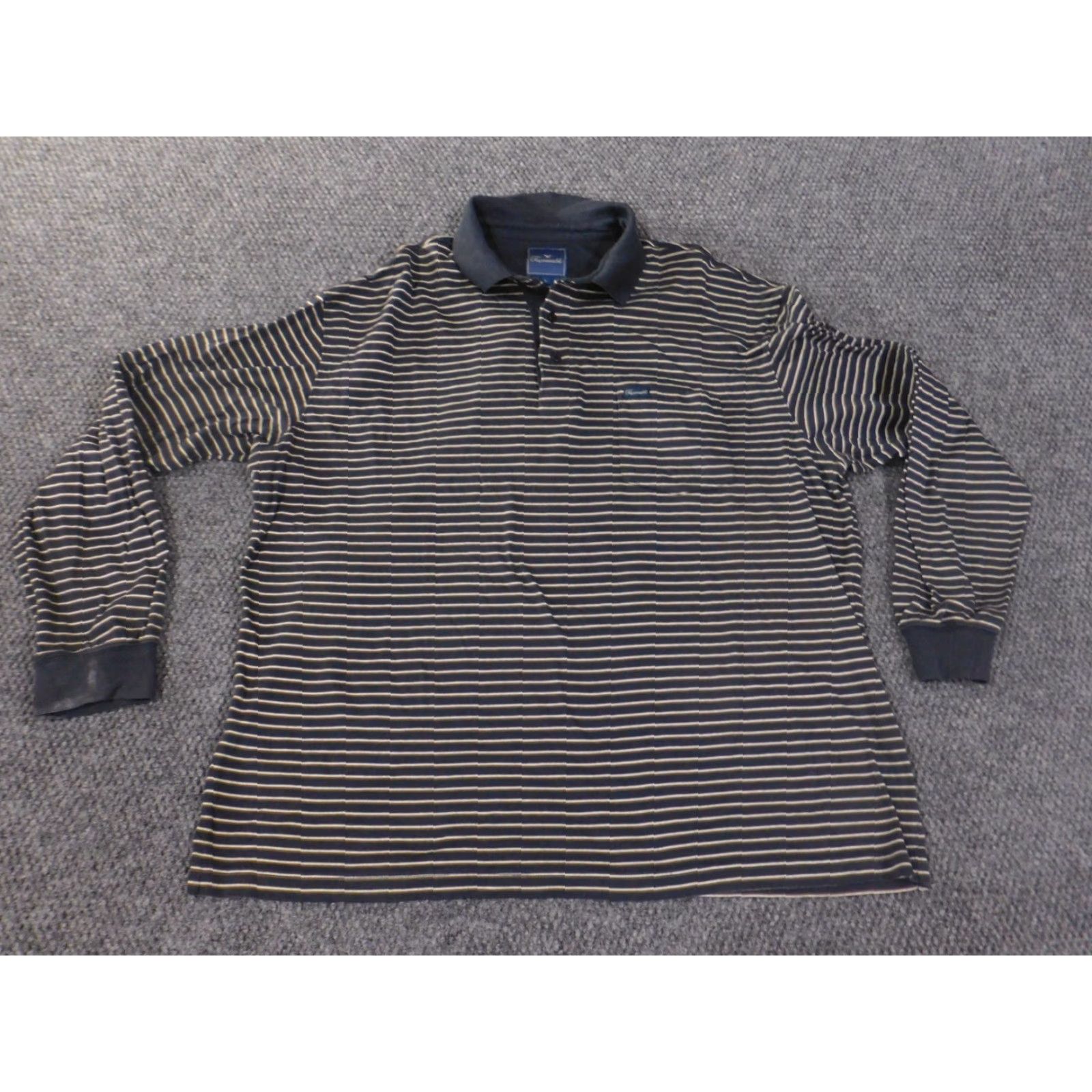Faconnable Façonnable Men Shirt Large Striped Blue Button Pockets Classic Cotton Casual Polo Long Sleeve Size US L / EU 52-54 / 3 - 4 Thumbnail