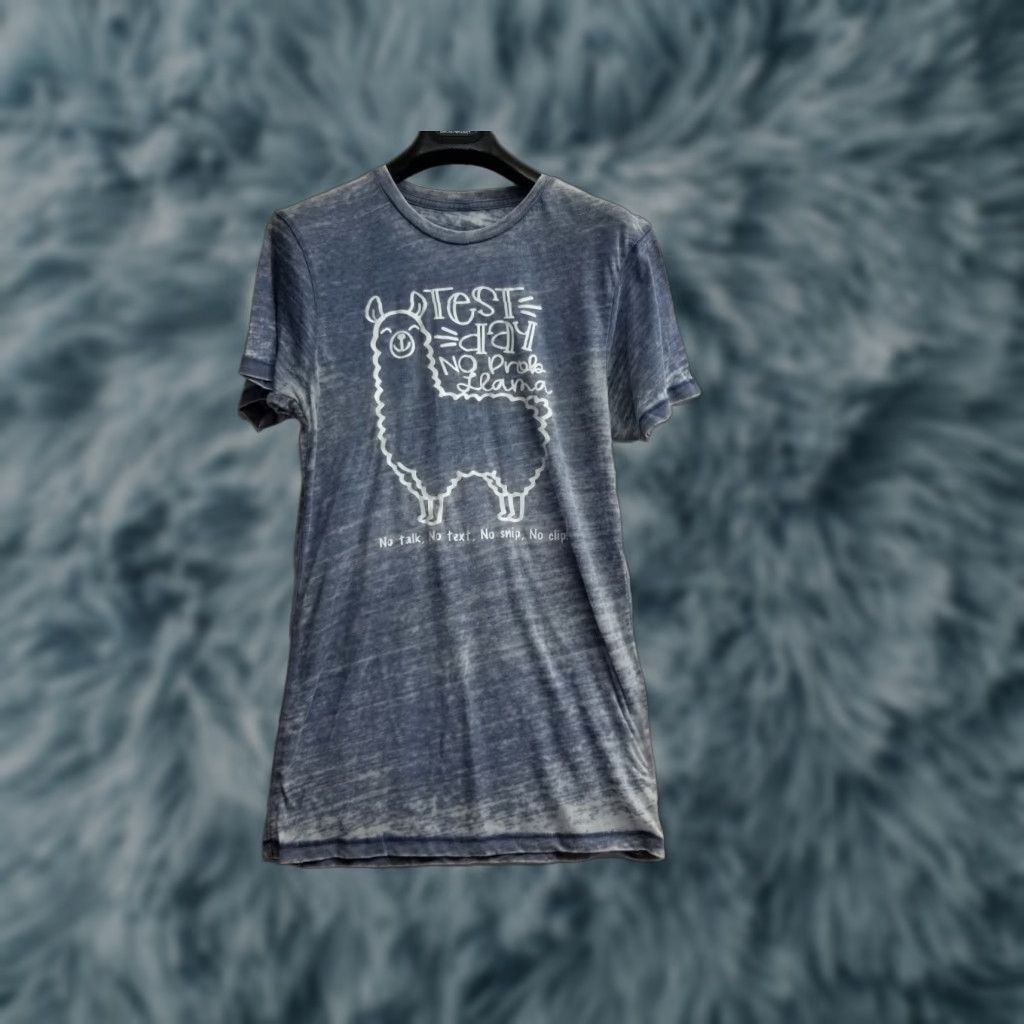 Vintage Test Day No Prob-Llama Funny Men's T-Shirt Short Sleeve Round Neck Blue Medium Lightweight 100% cotton Jersey Printed Shirt Mens Size US M / EU 48-50 / 2 - 1 Thumbnail