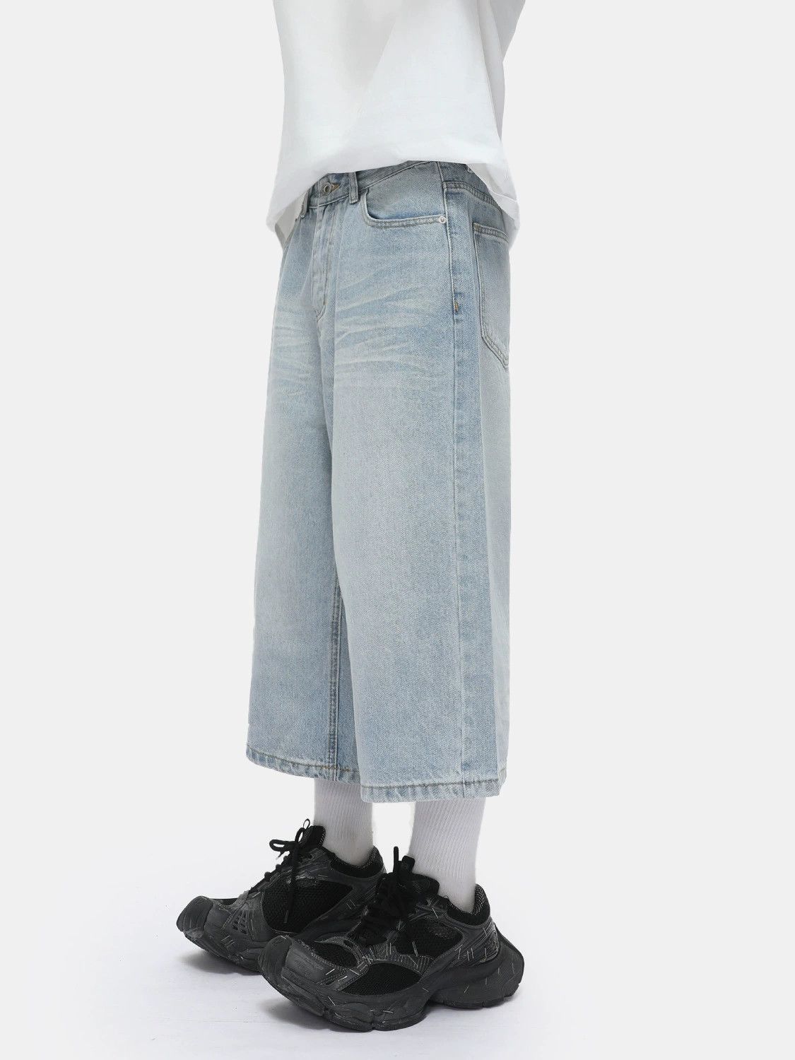 Japanese Brand × Jean American distressed retro straight loose denim shorts Size US 32 / EU 48 - 3 Thumbnail