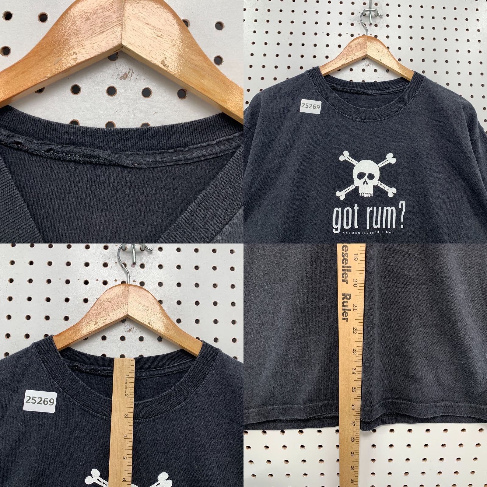 Gildan VINTAGE Gildan Got Rum Skull Bones Graphic T-Shirt Black Adult Medium Size US M / EU 48-50 / 2 - 8 Thumbnail