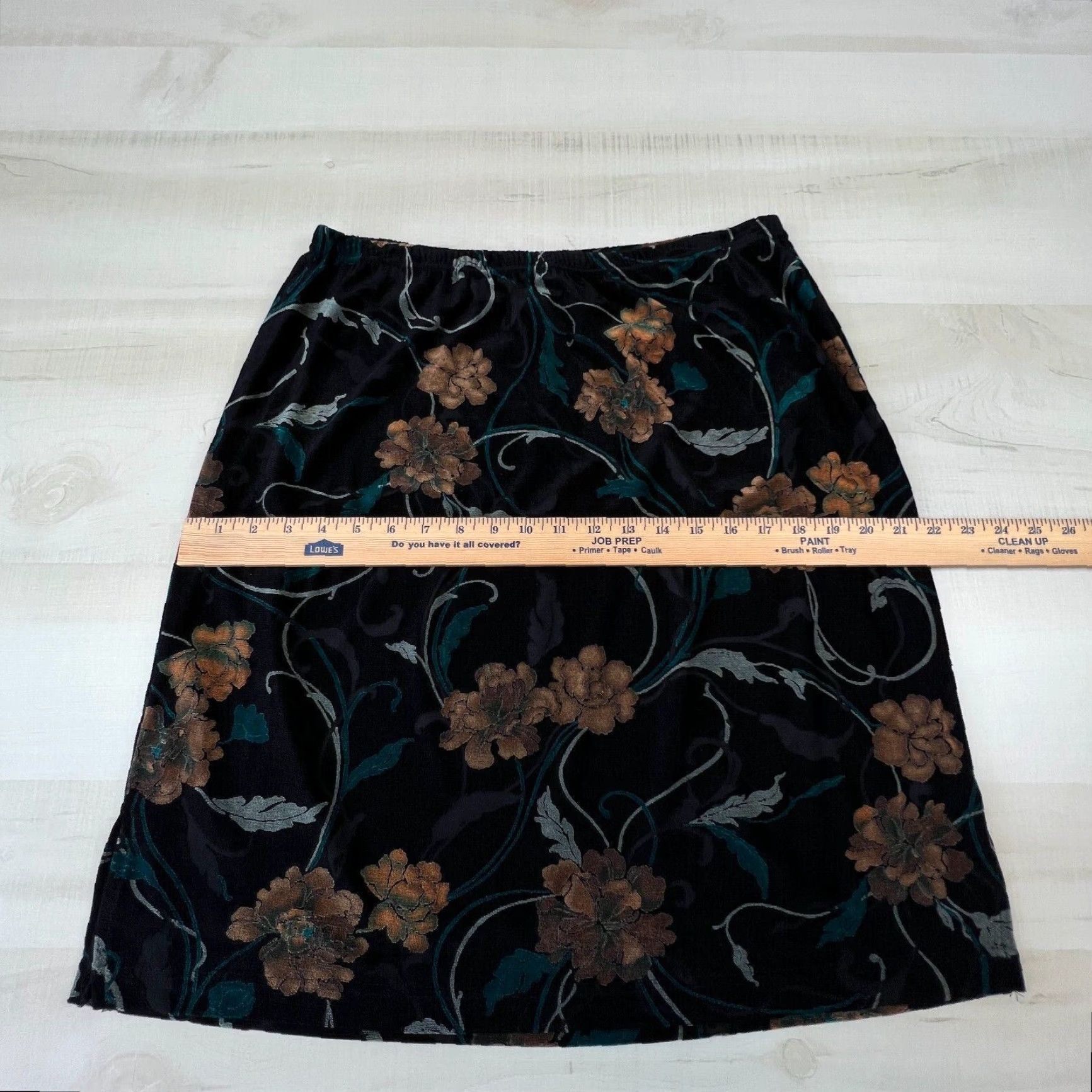 Vintage Francesca Rose Women Skirt XL Black Floral Knit Pencil Straight Elastic Waist Nw Size 40" / US 18 - 7 Thumbnail