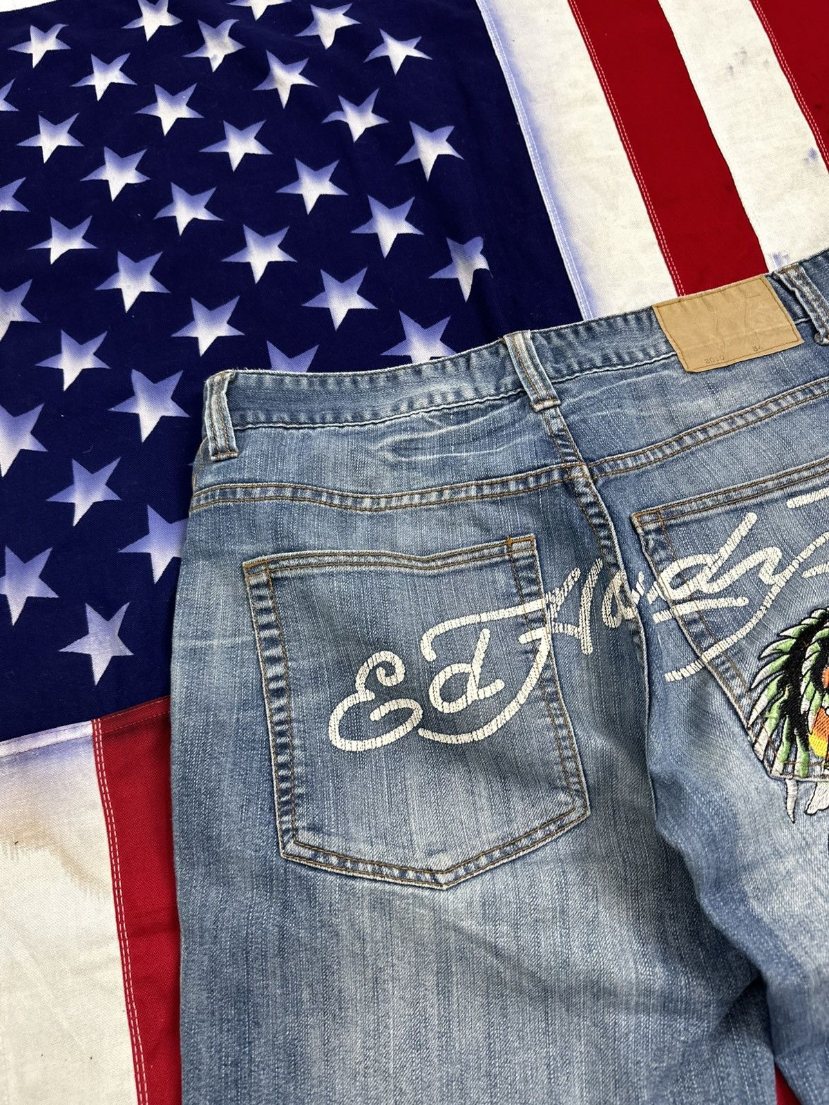 Ed Hardy Ed Hardy Denim Shorts with Bold Embroidery Size US 34 / EU 50 - 10 Thumbnail
