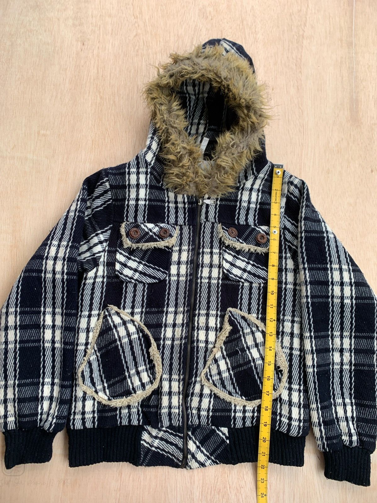 Hysteric Glamour × If Six Was Nine × Japanese Brand Y2k Fur Hoodie Checkerboard Ifsixwasnine Lgb style Size US S / EU 44-46 / 1 - 9 Thumbnail