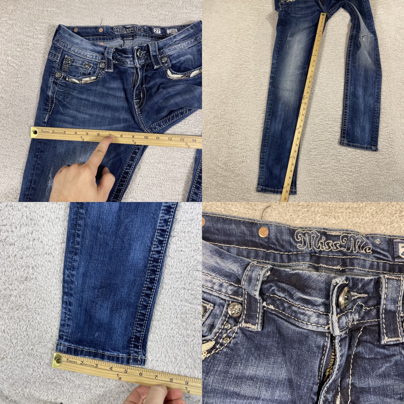 Vintage Judy Blue Mid Rise Easy Skinny Jeans Womens 27x33 Blue Grunge Y2K Faded Stretch Grunge Jeans Size 27" / US 4 / IT 40 - 9 Thumbnail