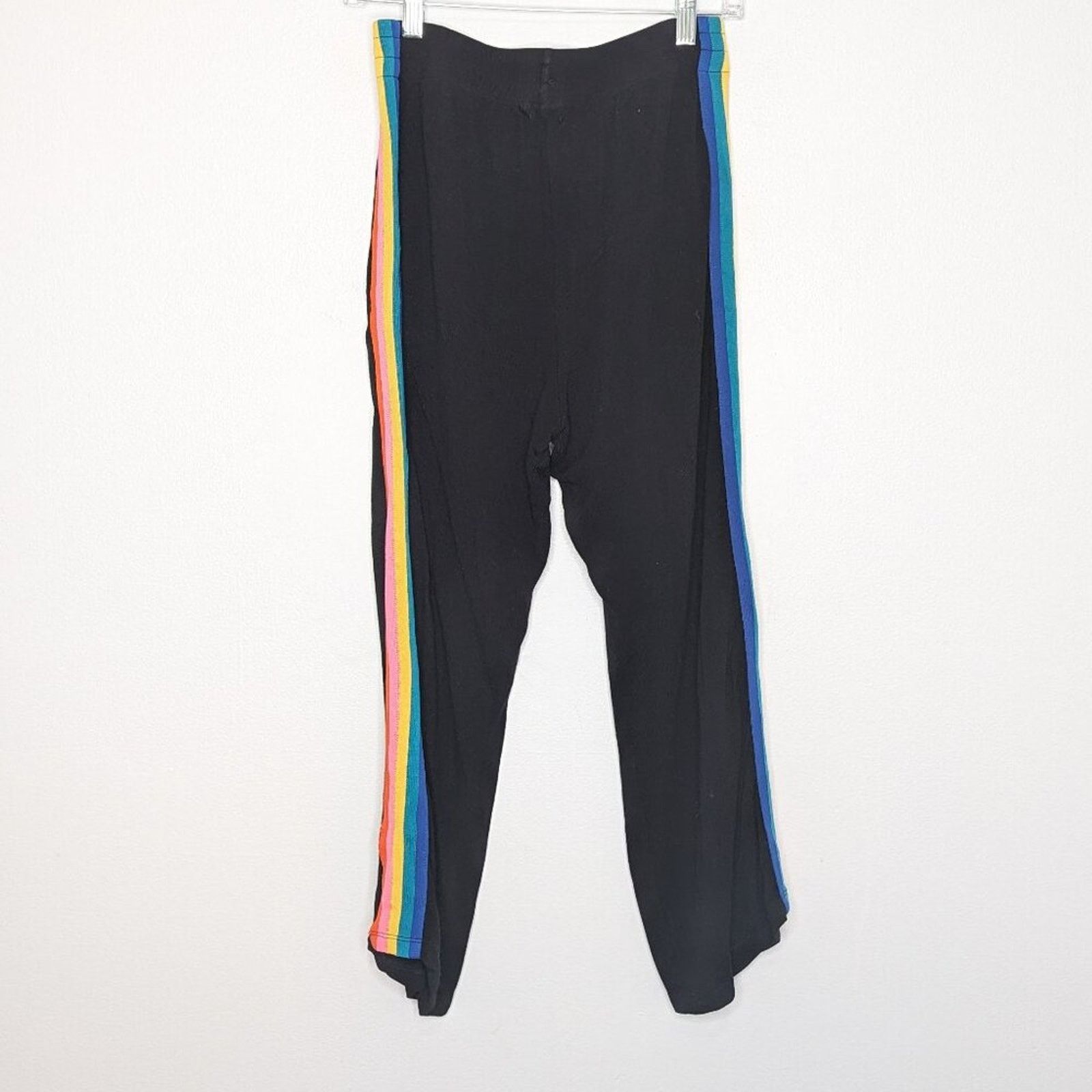 Other LNA Black Casual Cropped Lounge Pants Rainbow Side Leg Trim Size 26" / US 2 / IT 38 - 3 Thumbnail