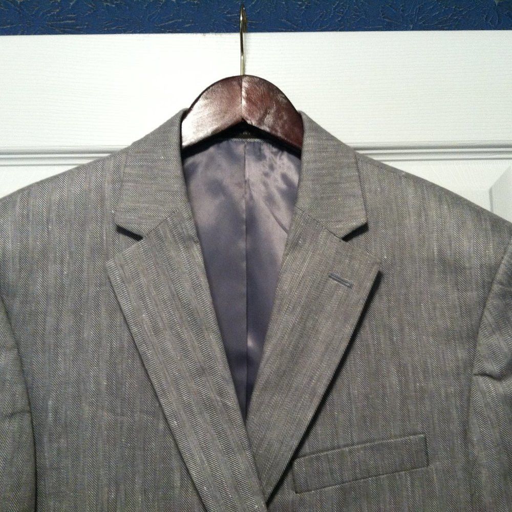 Tasso Elba TASSO ELBA MENS NEW 62%LINEN38%VISCOSE SPORT COAT BLAZER 46R Size 46R - 2 Thumbnail