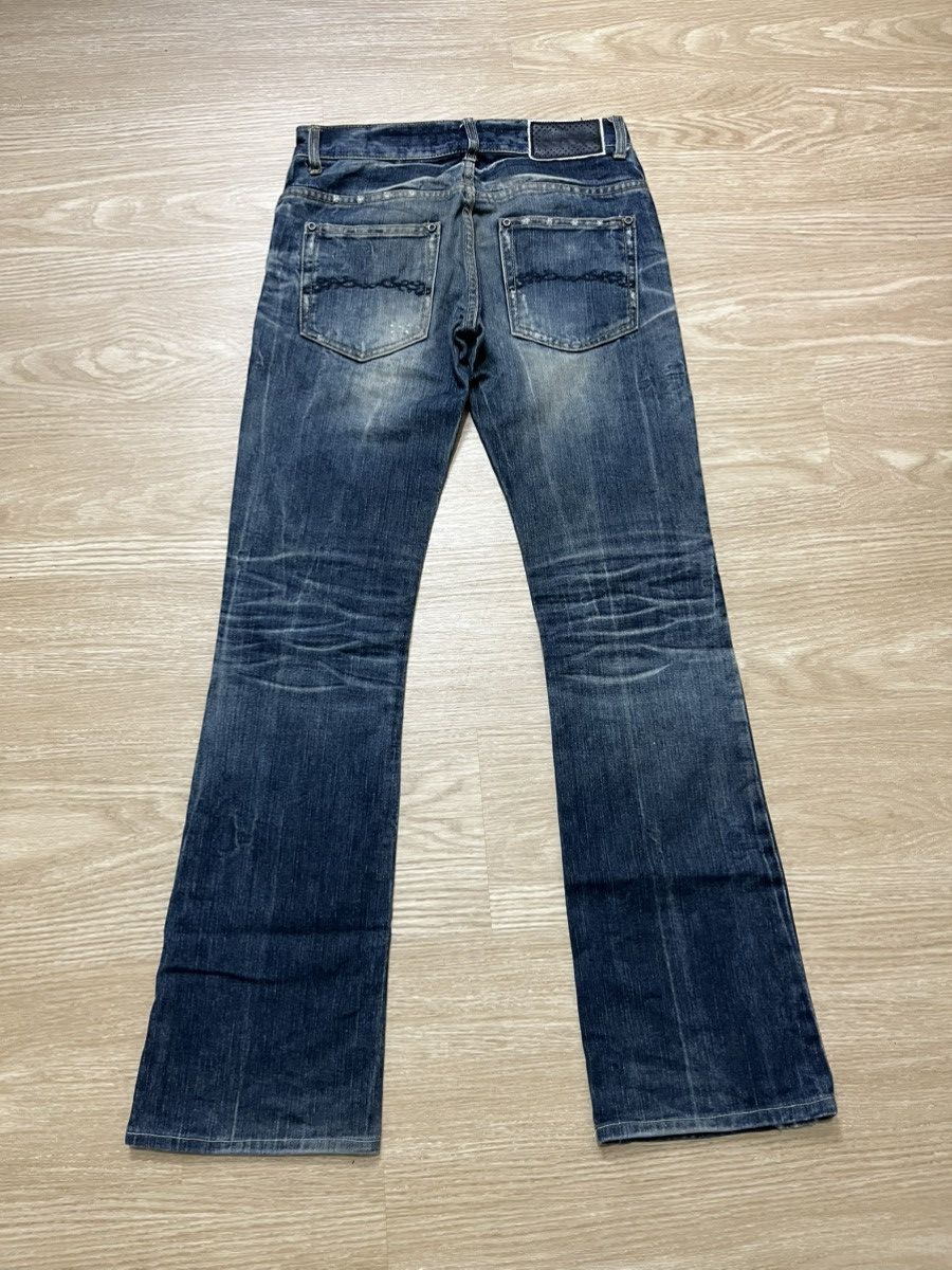 Tornado Mart MIDAS Distressed Faded Dark Blue Flare Jeans Size US 28 / EU 44 - 10 Thumbnail