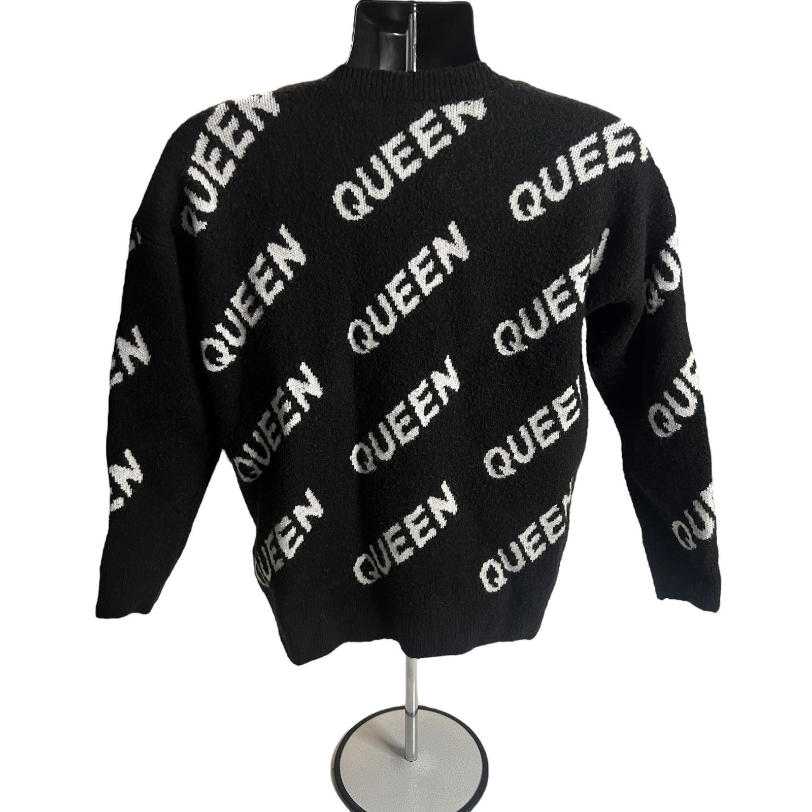 Forever 21 Forever 21 QUEEN Black Sweater Woman’s Med Pullover Crewneck Size M / US 6-8 / IT 42-44 - 2 Thumbnail