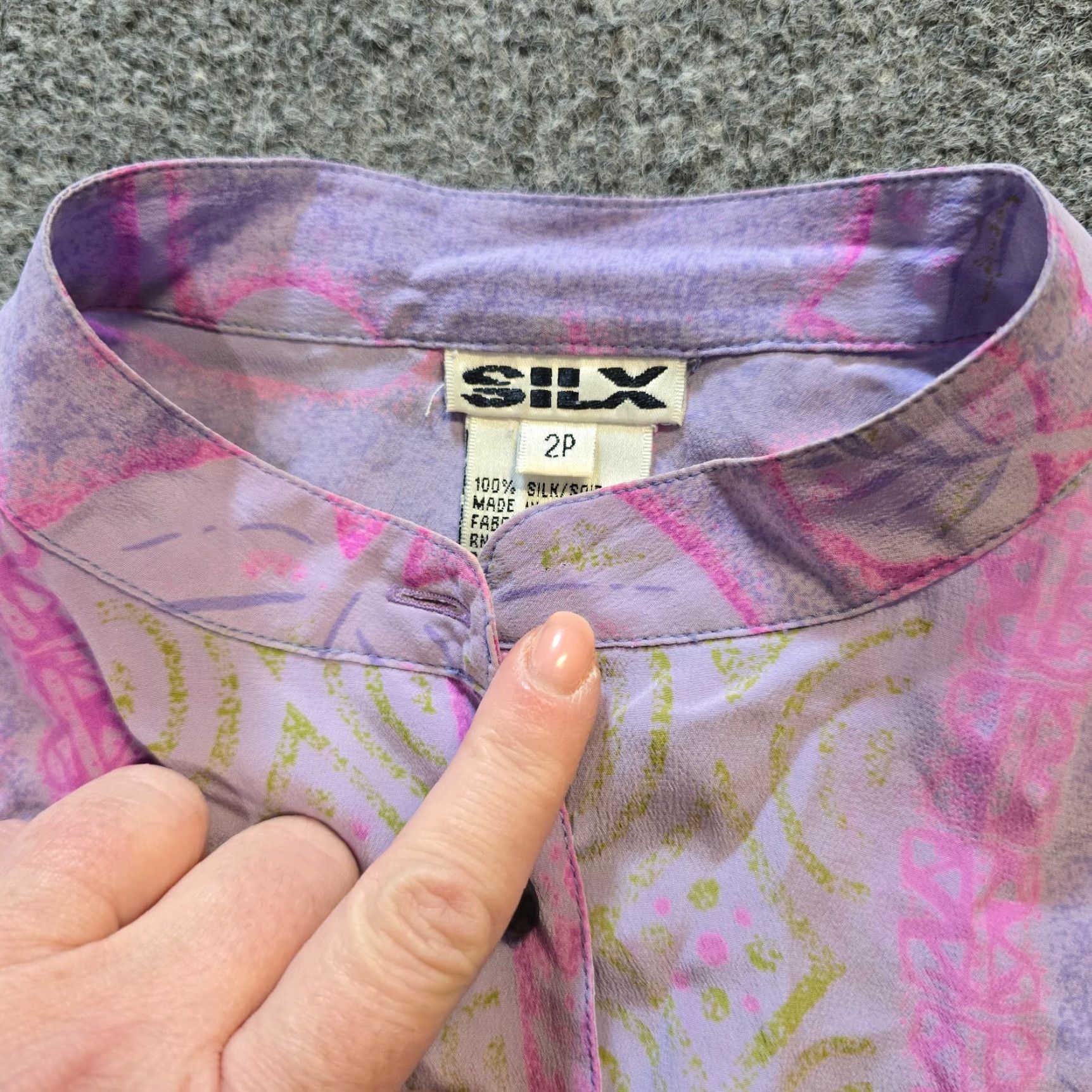 Pinko Silx Top Blouse Womens Size 2 Petite Purple Floral Silk Watercolor Artsy Casual Size XS / US 0-2 / IT 36-38 - 4 Thumbnail