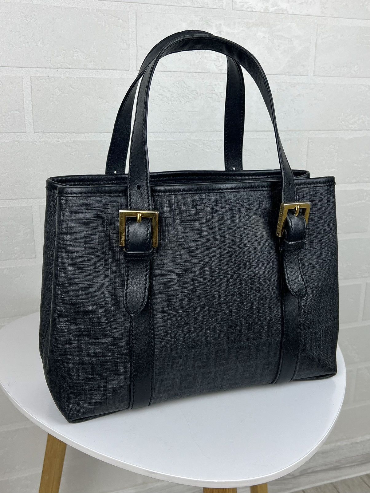 Fendi FENDI ZUCCHINO Hand Bag FF Monogram Canvas Black Women’s Size ONE SIZE - 2 Thumbnail