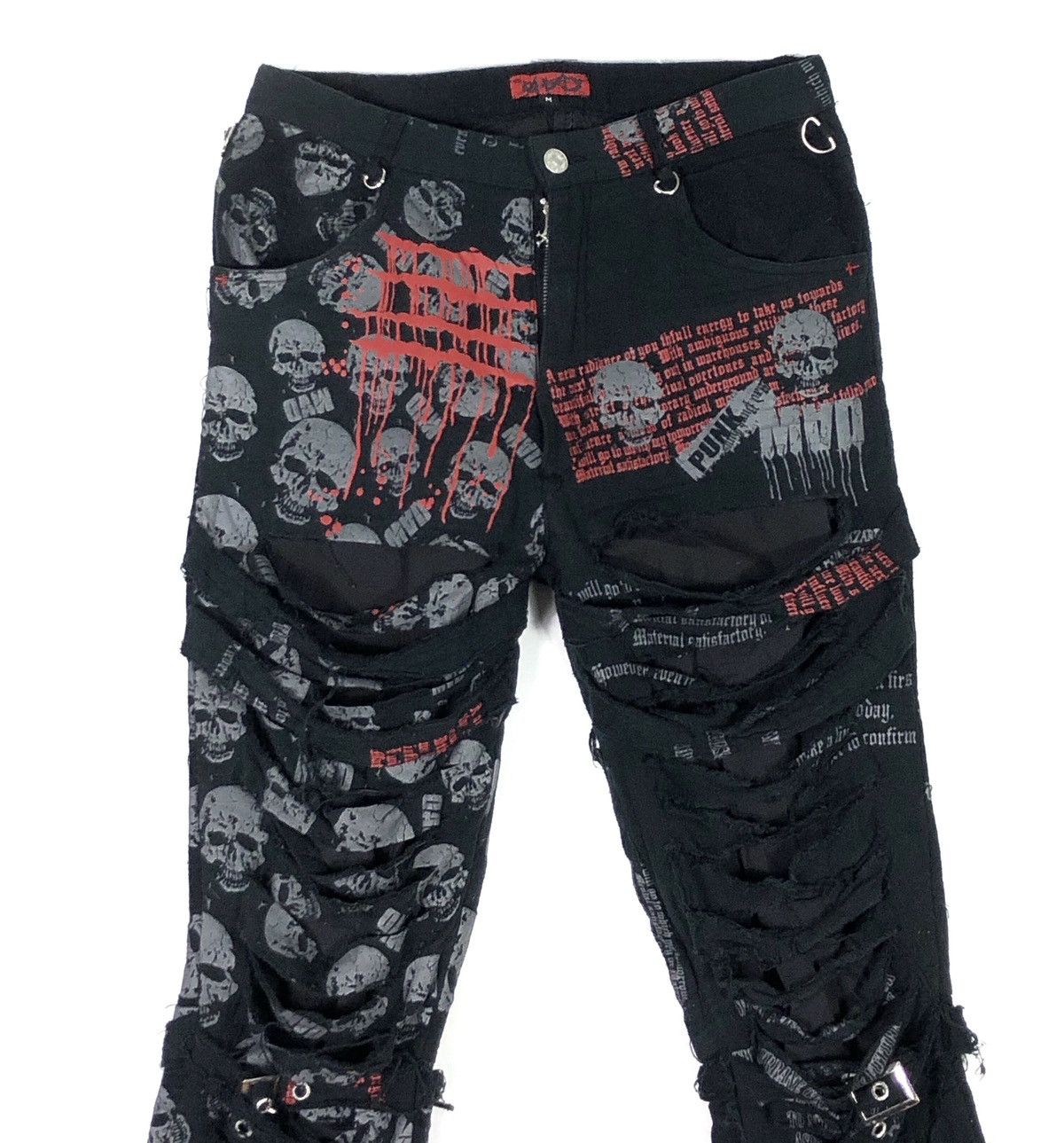 Japanese Brand RARE🔥MADPUNK JAPAN BONDAGE DAMAGE STYLE PANTS Size US 31 - 8 Thumbnail