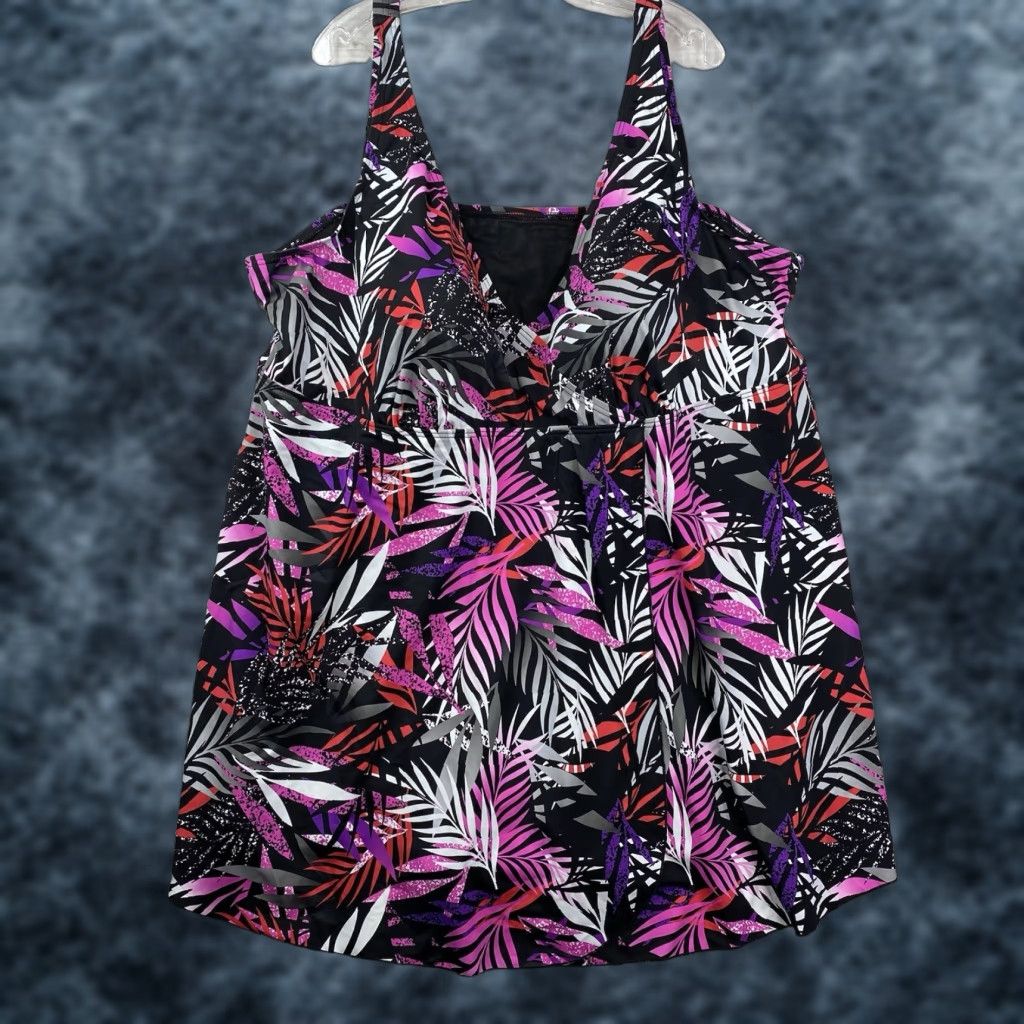 Vintage VINTAGE SwimsuitsForAll Women Swimsuit 34 Pink Palm Leaves Floral Swimsuit Dress NWT Plus Size Beach Womens Size XXS / US 00 / IT 34 - 1 Thumbnail