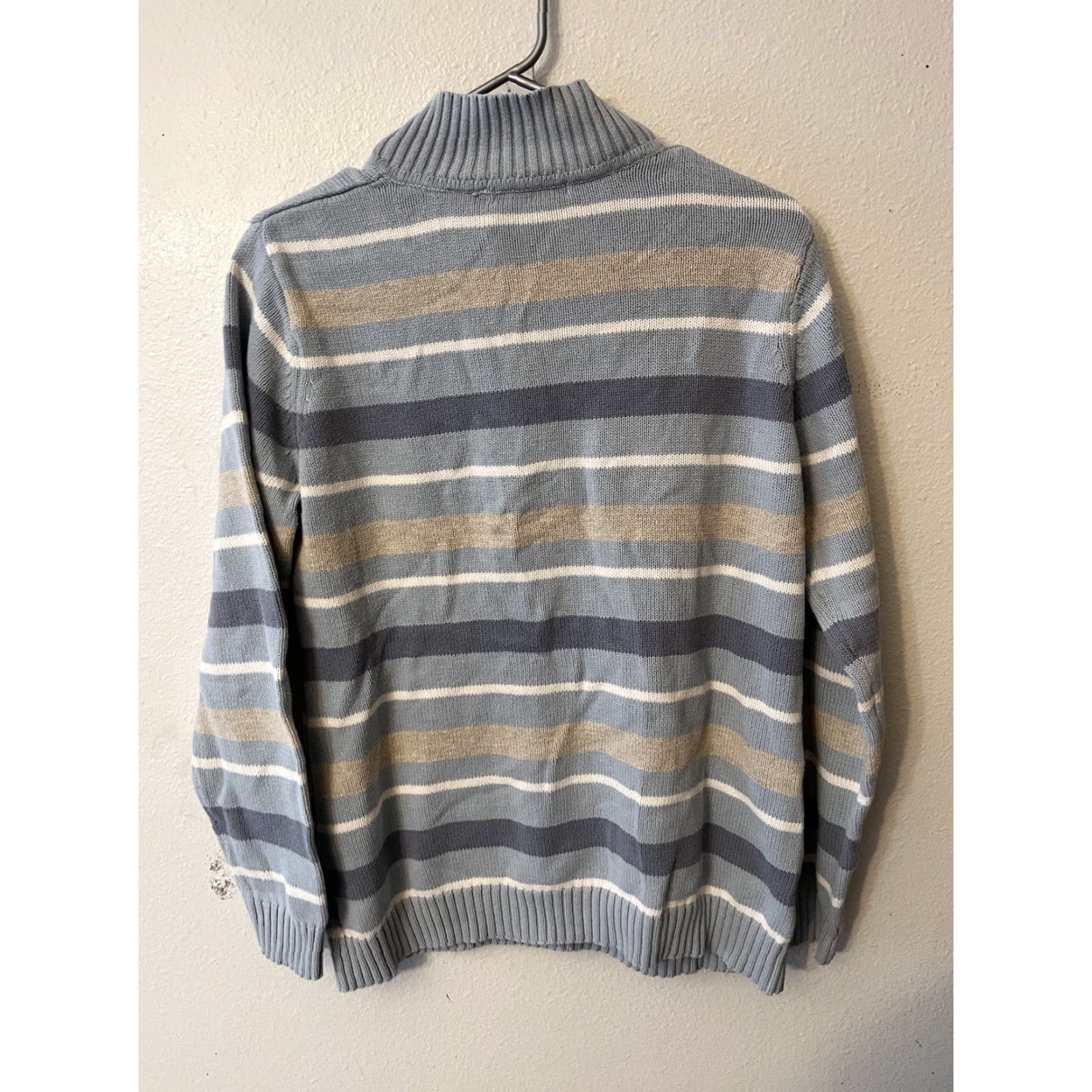 Liz Claiborne Liz Claiborne Sweater Women’s Size XL Blue Striped Cotton Pullover 1/4 Zip Long Sleeve Casual Size XL / US 12-14 / IT 48-50 - 3 Thumbnail