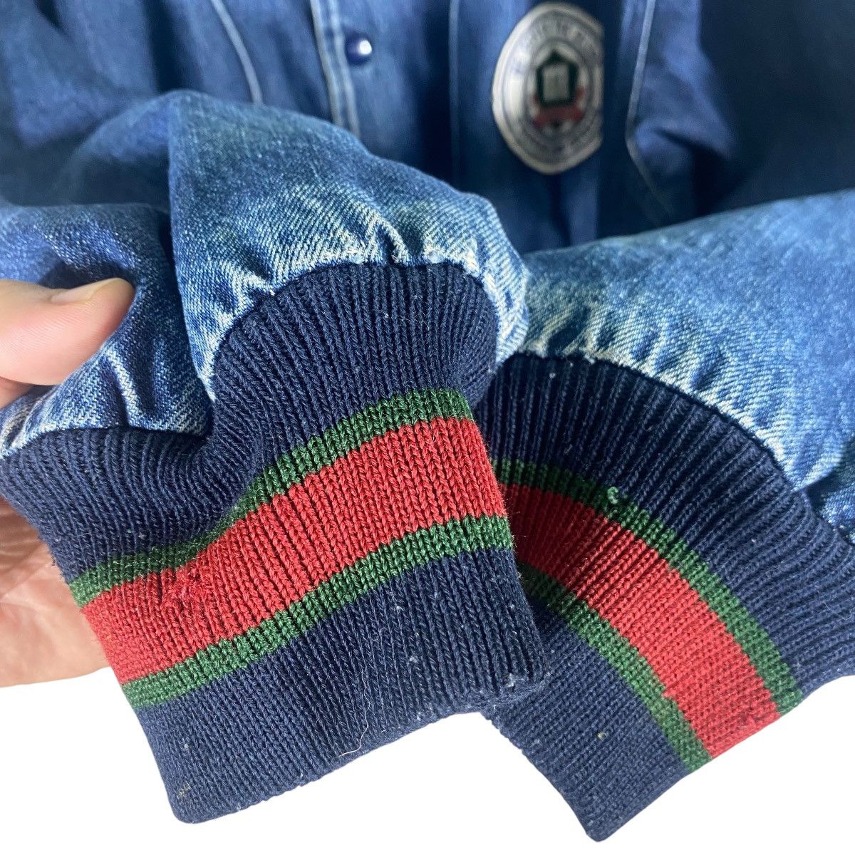 McGregor × Vintage Vintage 90s McGregor Denim Bomber Snap Button Jacket L Size Size US L / EU 52-54 / 3 - 13 Thumbnail