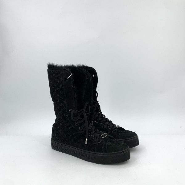 Louis Vuitton Louis Vuitton Black Logo-Printed Lace-Up Short Boots -2508 Size US 7.5 / EU 40-41 - 9 Thumbnail