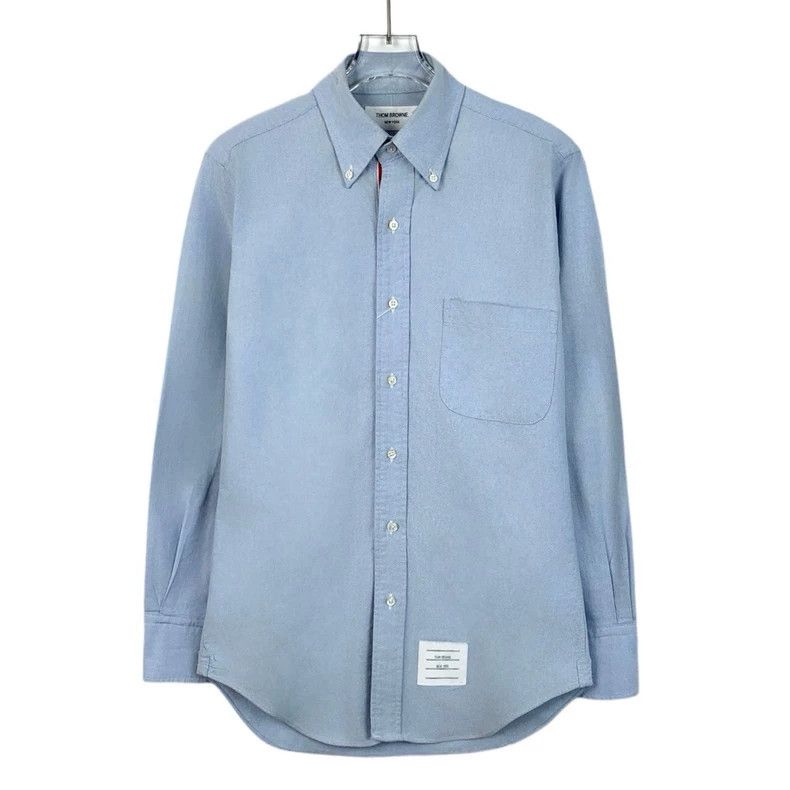 Thom Browne Blue cotton lapel long-sleeved single-breasted
