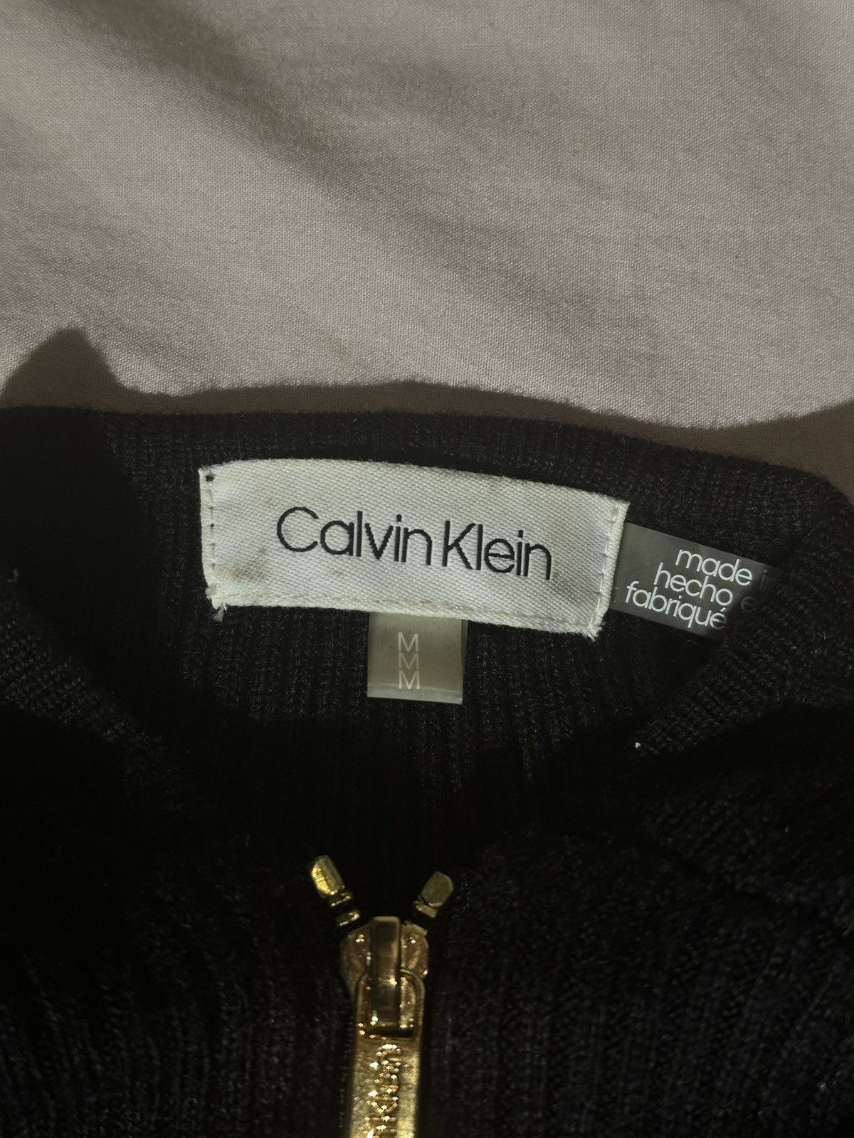 Calvin Klein Gold Accent Ribbed Zip-Up Cardigan Size M / US 6-8 / IT 42-44 - 7 Thumbnail