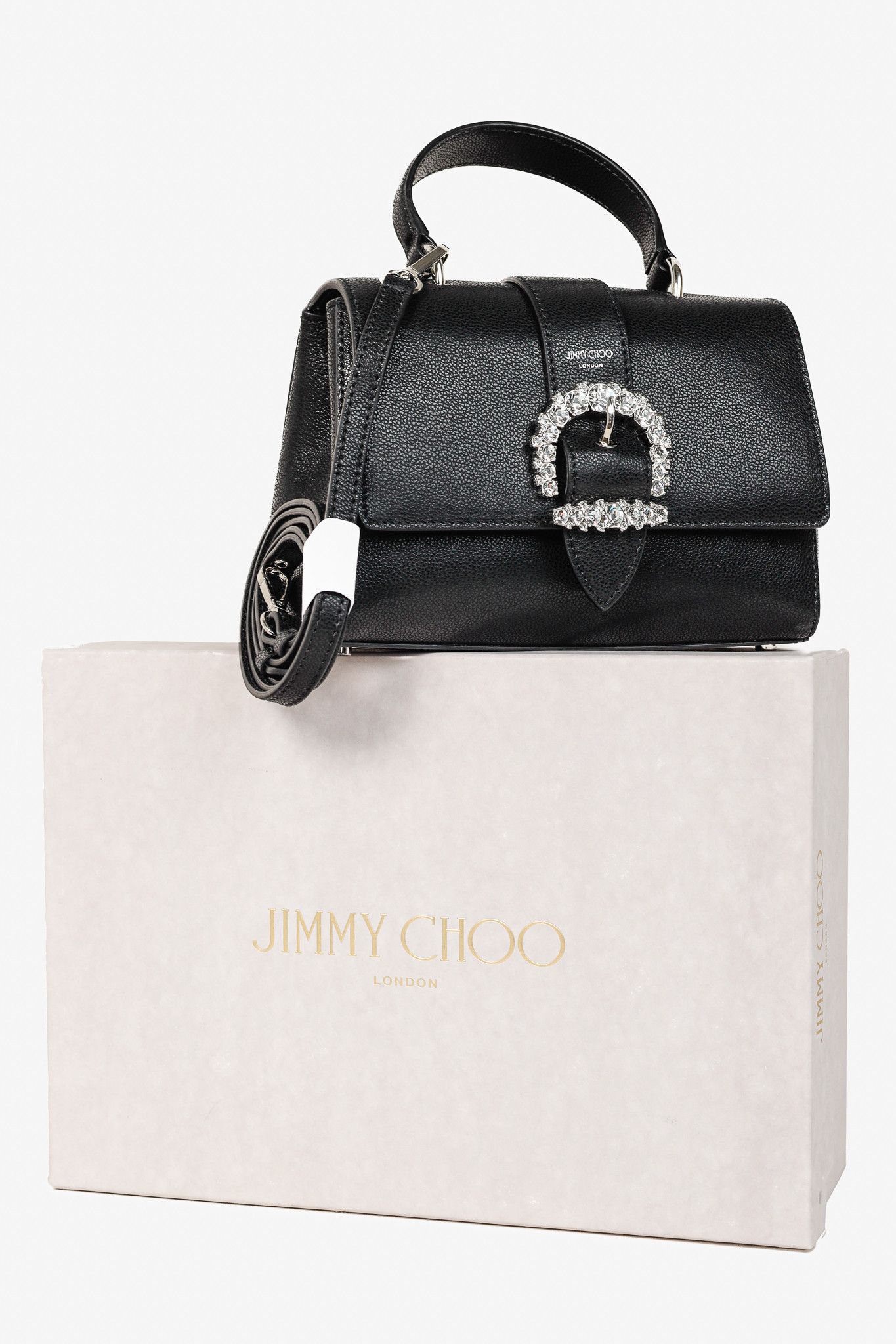 Jimmy Choo Jimmy Choo Cheri Soft Grainy Leather Crystal-Buckle Bag Size ONE SIZE - 14 Thumbnail