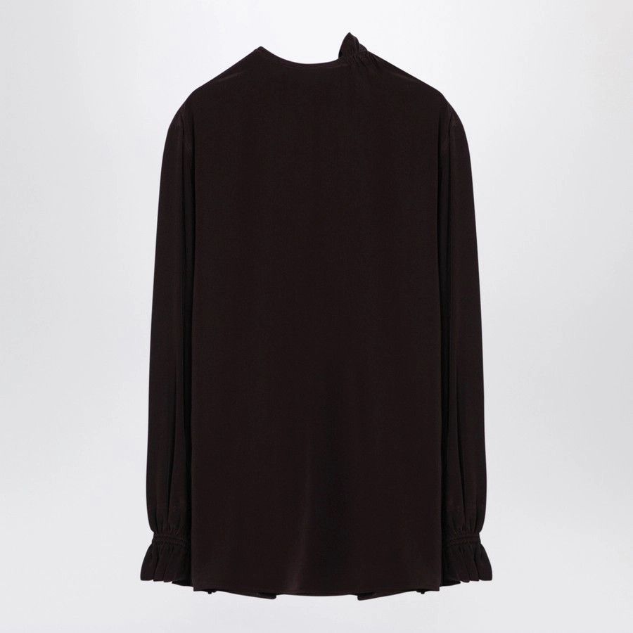Victoria Beckham o1d2blof1124 Ruffle Neck Shirt in Burgundy Size M / US 6-8 / IT 42-44 - 2 Thumbnail
