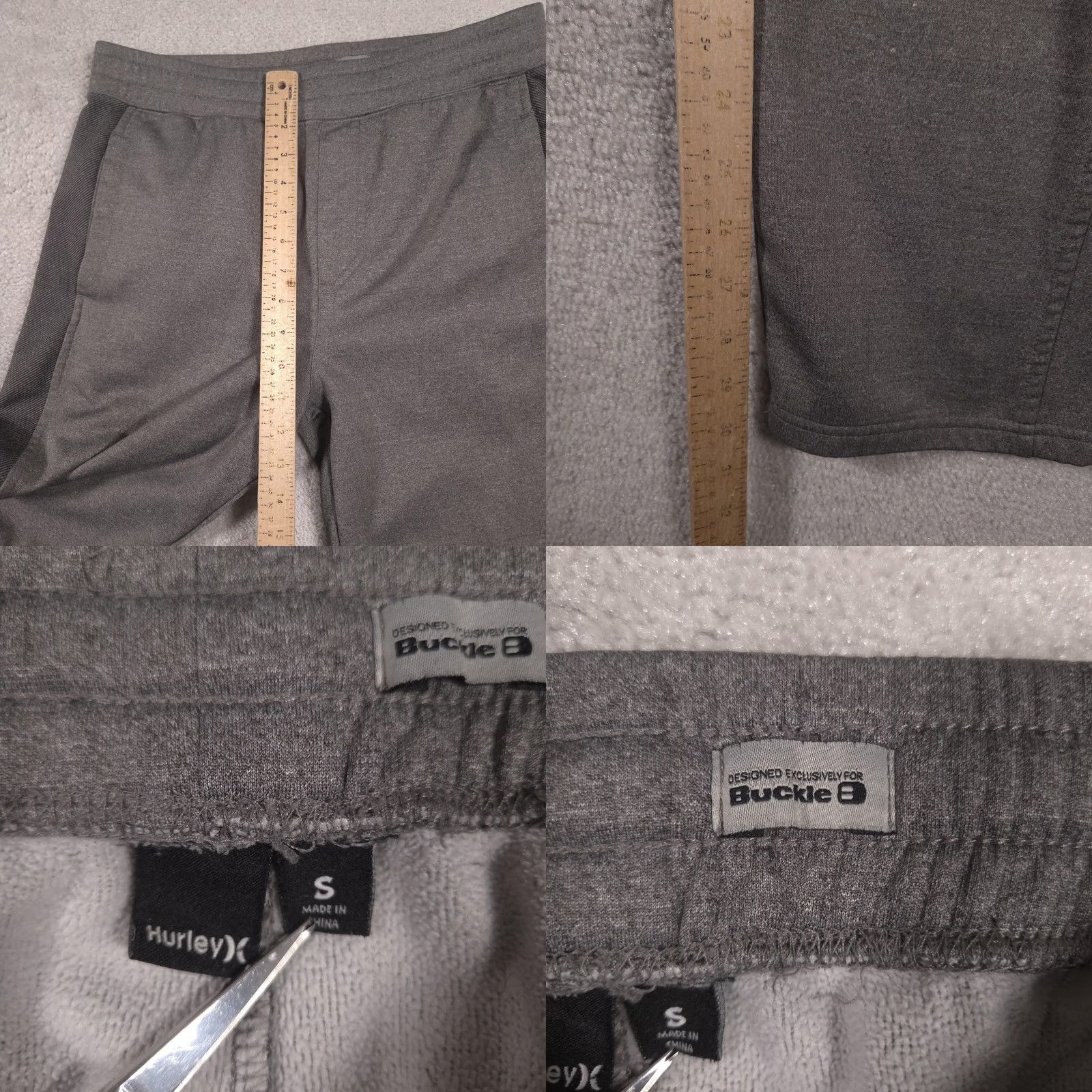 Hurley Hurley Pants Mens S Gray Fleece Joggers Sweatpants Pockets Side Stripe Logo Adjustable Waist Size US 29 - 8 Thumbnail