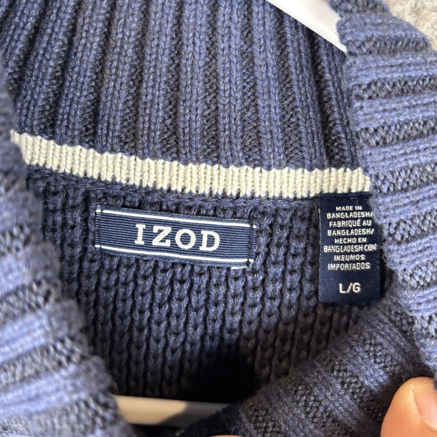 Izod VINTAGE IZOD Sweater Mens L Navy Snowflake 1/2 Zip Mockneck Ski Outdoor Knit Blues Size US L / EU 52-54 / 3 - 3 Thumbnail