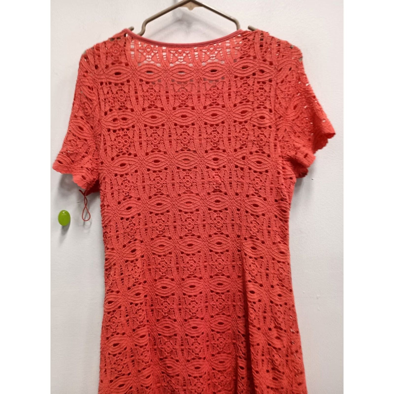 Vintage Ronni Nicole Dress Womens 14 Red Studio Midi Coral Lace Short Sleeve Party Size 36" / US 14 / IT 50 - 6 Thumbnail