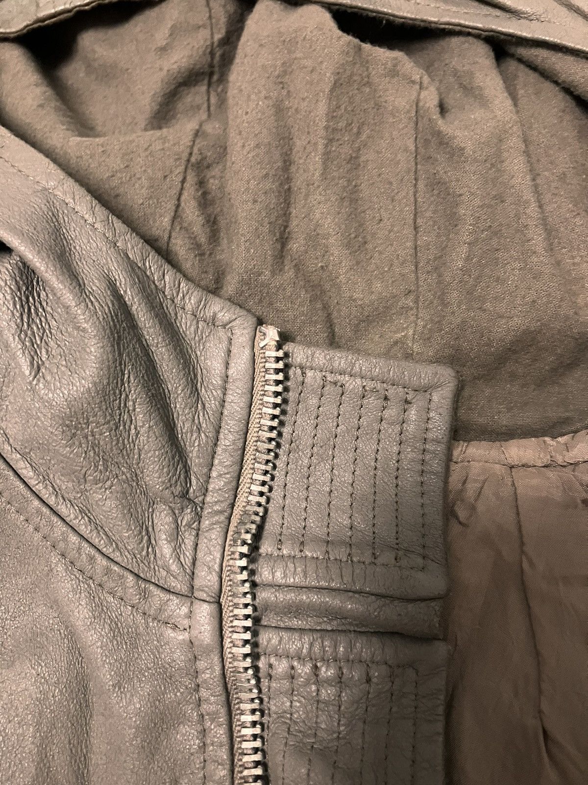 Rick Owens Dust leather Olmar+Mirta hoodie jacket Size US XS / EU 42 / 0 - 20 Thumbnail