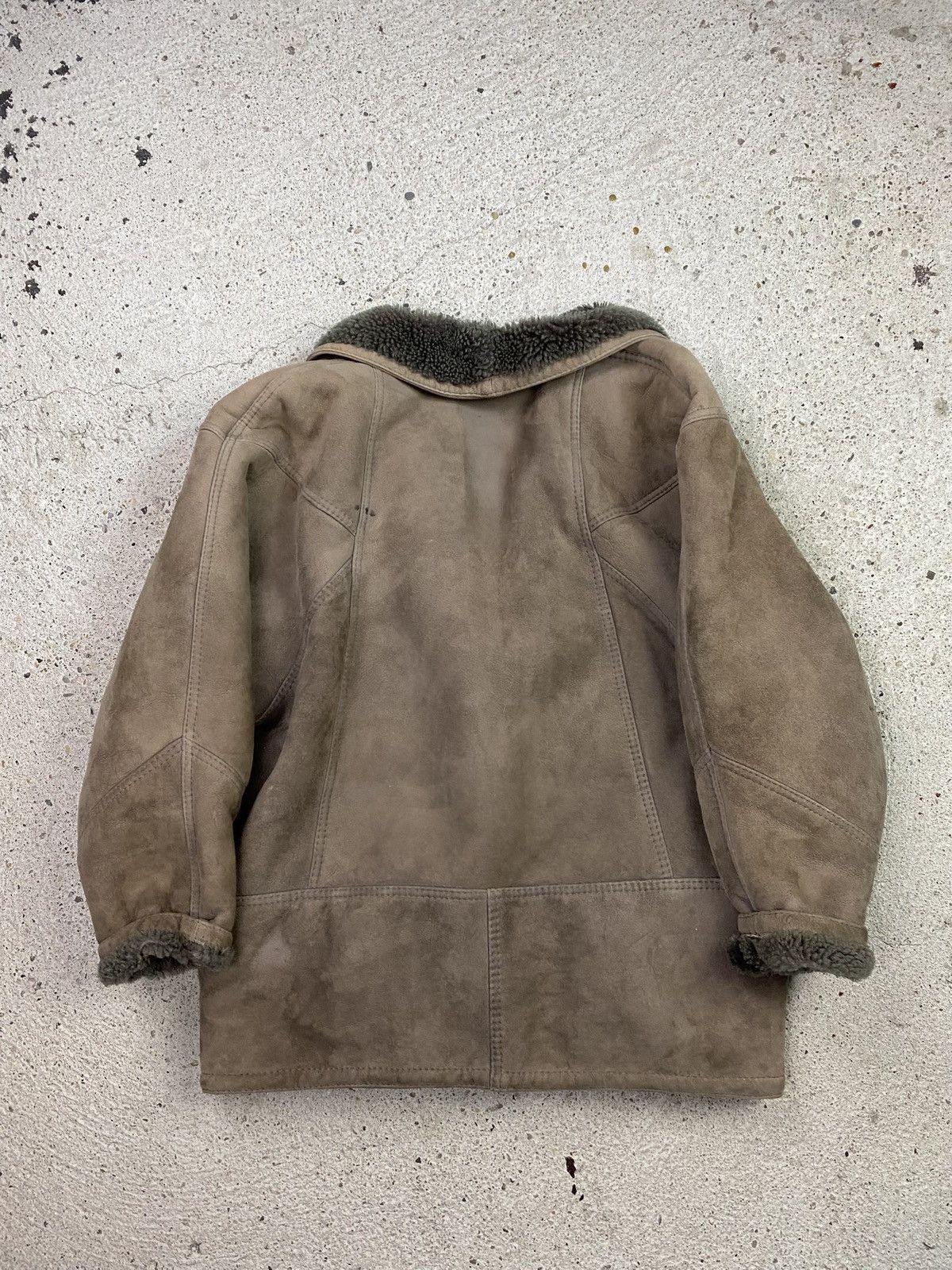 Vintage Shearling leather jacket brown warm made in italy Size US L / EU 52-54 / 3 - 3 Thumbnail