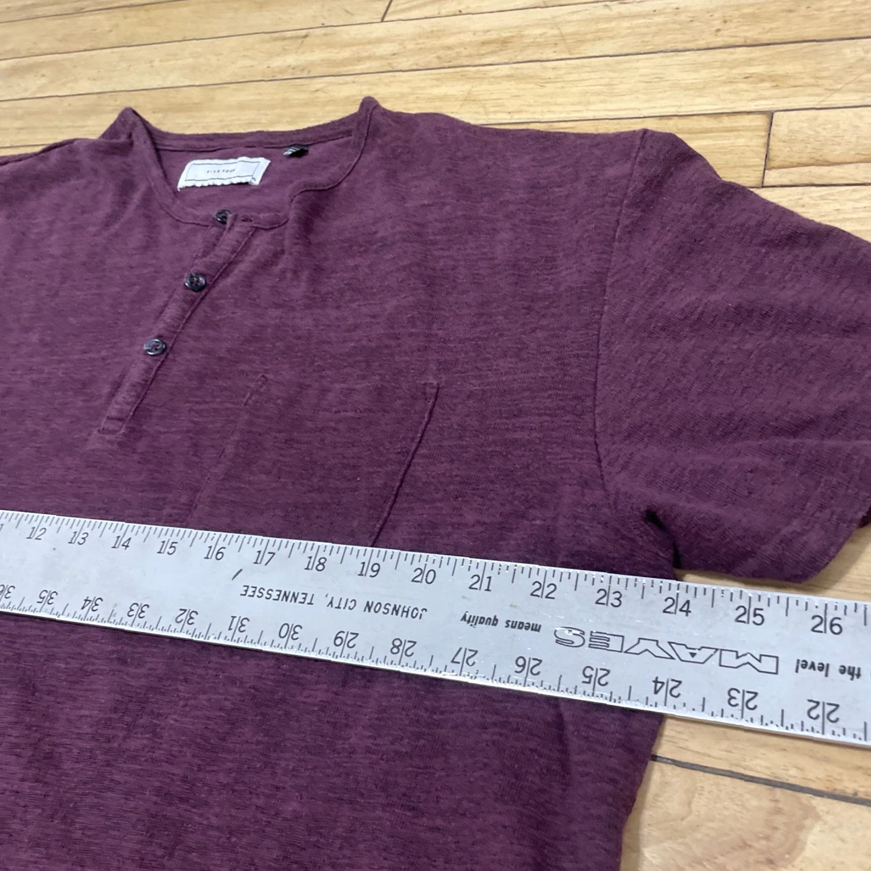 Vintage Five Four Henley Shirt Men XL Burgundy Red Textured Terry Dark Dressy Mature Shirt Size US XL / EU 56 / 4 - 7 Thumbnail