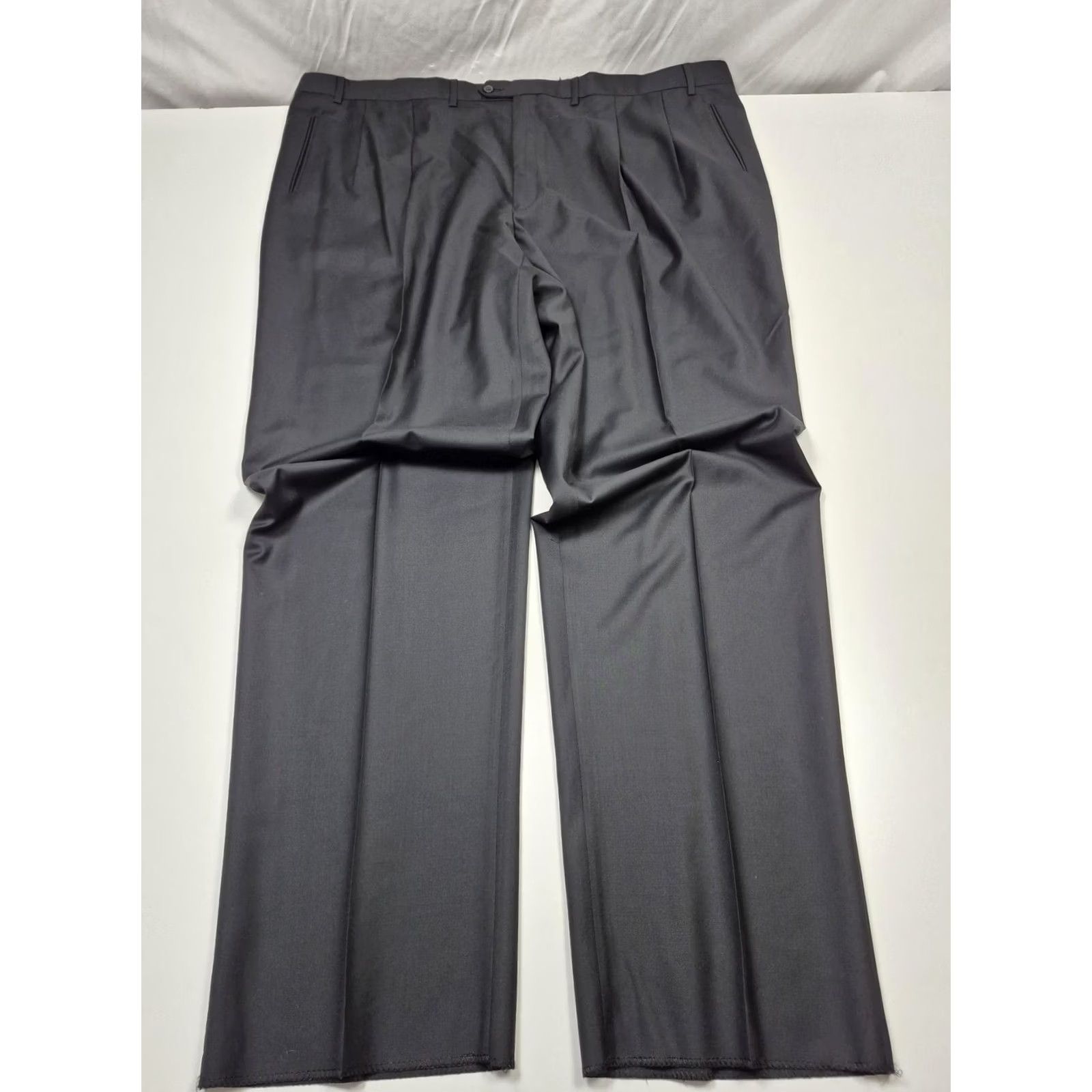 Vintage Peerless Dress Pants Mens 50x37 Black Wool Pleated Straight Unhemmed NWT Big & Tall 50W Formal Dress Pants Mens Black Wool Size US 34 / EU 50 - 2 Thumbnail