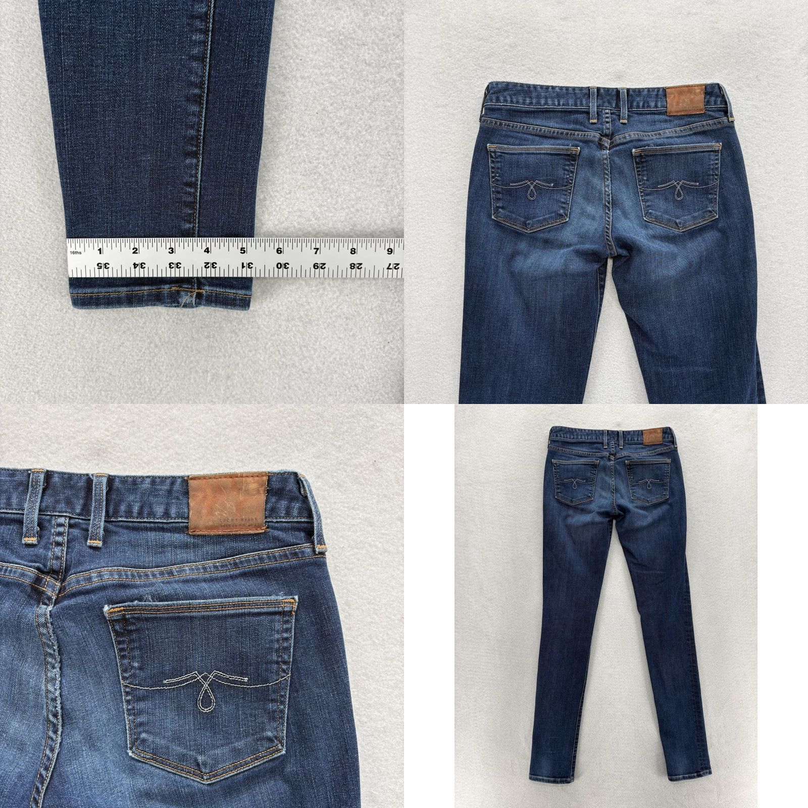 Lucky Brand Lucky Brand Lolita Mid Rise Skinny Jeans Womens 28 Blue White Oak Denim USA Slim Stretch Pockets 5-Pocket Rise Mid Inseam 32"} Size 28" / US 6 / IT 42 - 9 Thumbnail