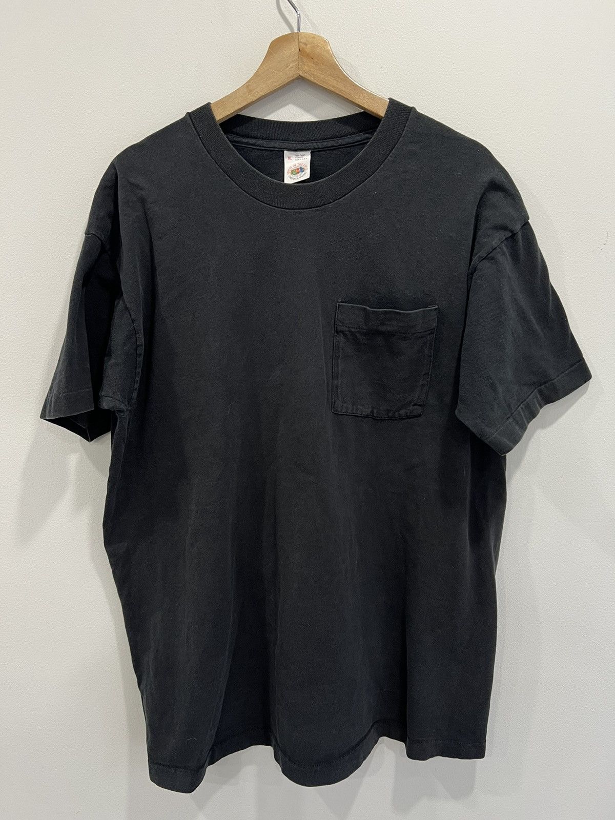 Vtg 90s Blank Tee Shirt single stitch pocket grunge faded