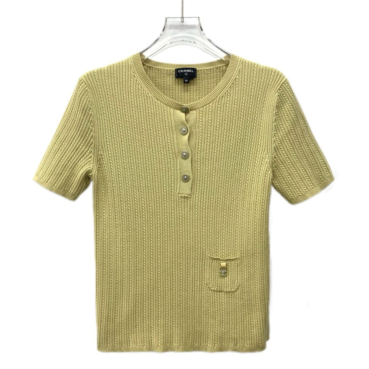 Chanel Chanel Yellow Short Sleeve Knit Top K26WX Size S / US 4 / IT 40 - 1 Thumbnail