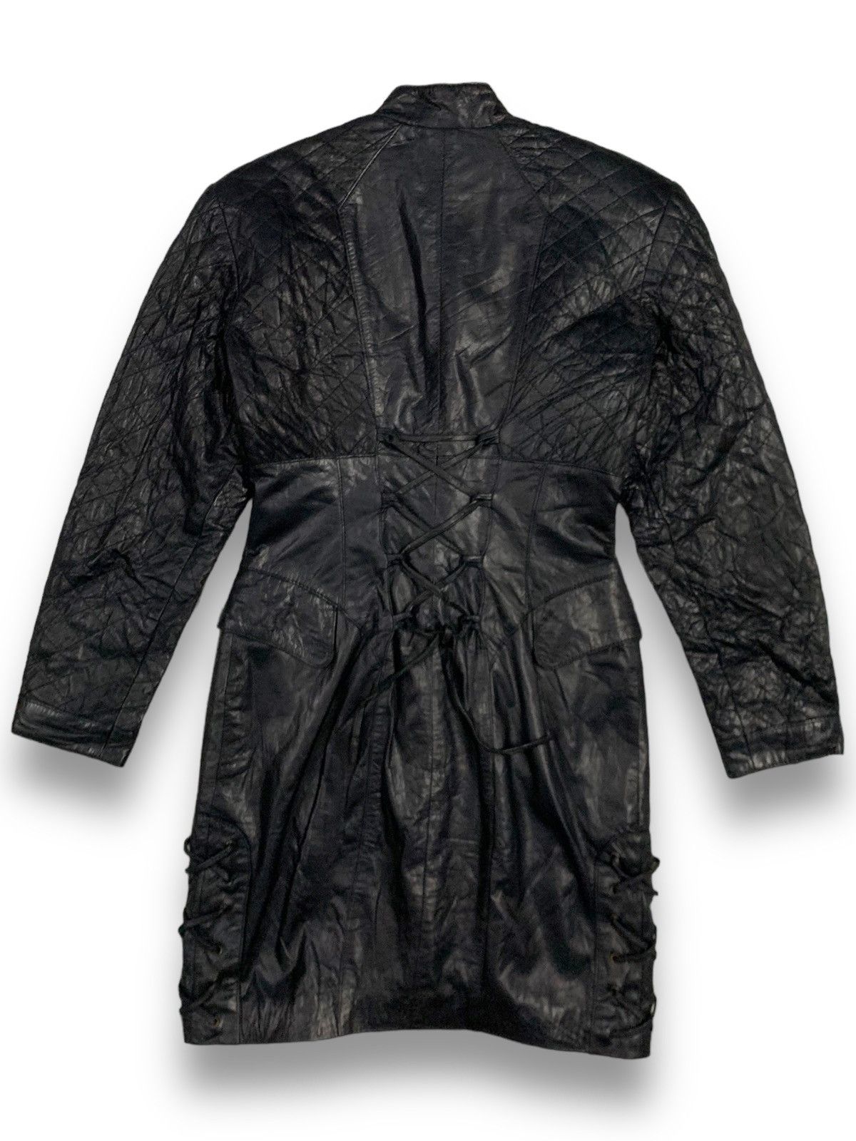 Other Vintage Marais Cowhide Leather Lace-up Punk Style Overcoat Size M / US 6-8 / IT 42-44 - 2 Thumbnail