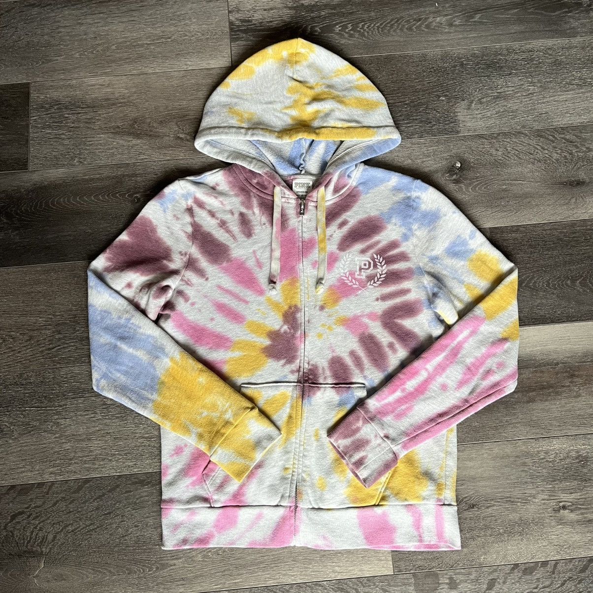 Pink Vintage 2000s Pink Victoria’s Secret Tie Dye Zip Up Hoodie Size S / US 4 / IT 40 - 2 Thumbnail