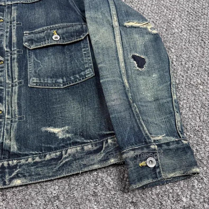 Neighborhood Neighborhood Single Pocket Destroyed Washed Denim Jacket Size US M / EU 48-50 / 2 - 4 Thumbnail