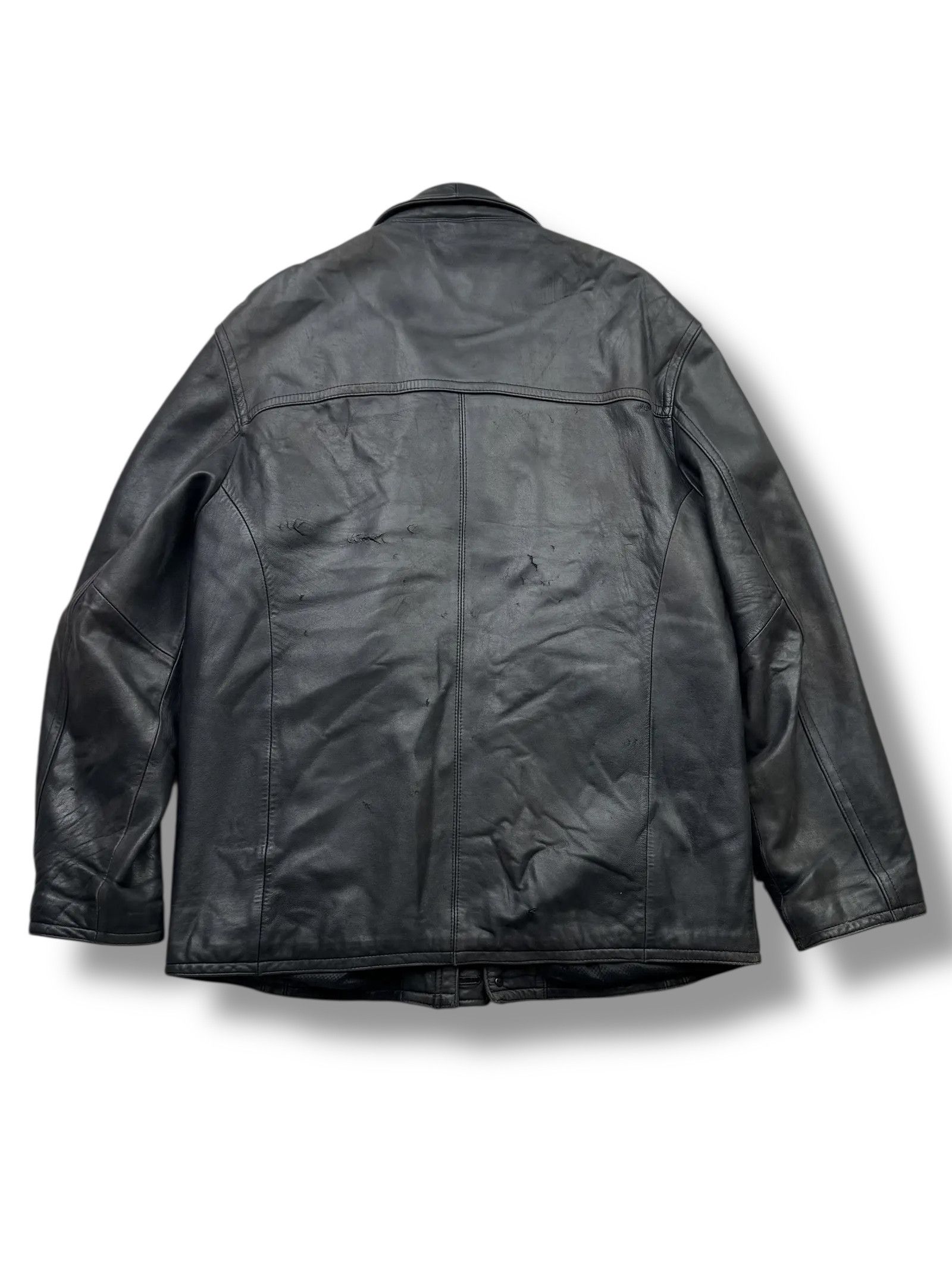 Vintage Y2K Thrashed Leather Jacket(V239) Size US XXL / EU 58 / 5 - 6 Thumbnail