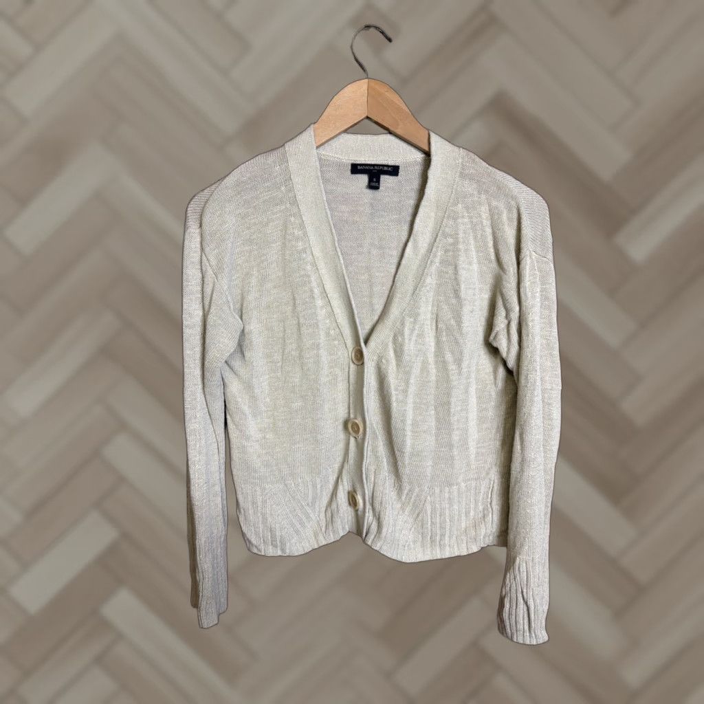 Banana Republic Banana Republic Cardigan Womens Small Beige Cotton Knit Open Solid Size S / US 4 / IT 40 - 1 Thumbnail