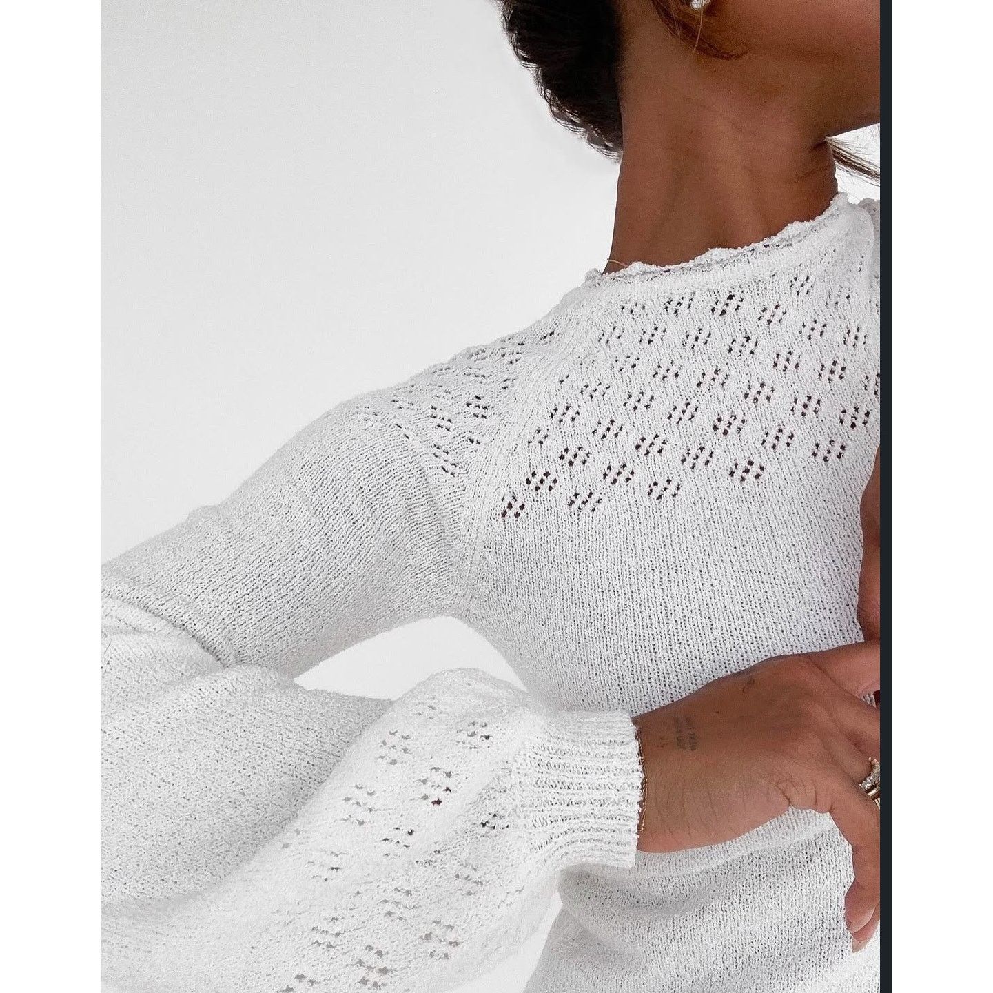 Other Rumored Vermont Mini Dress White MEDIUM Sweater NWT Size M / US 6-8 / IT 42-44 - 2 Thumbnail