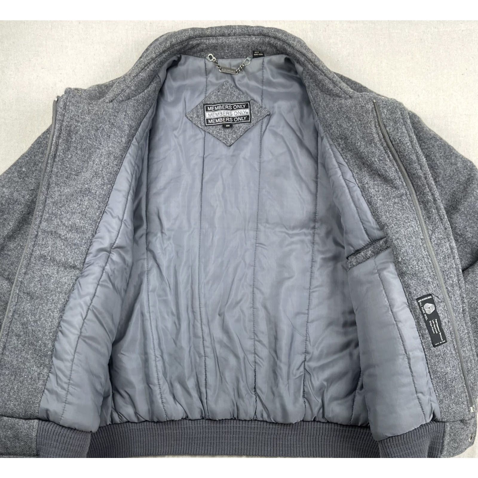 Members Only VINTAGE Members Only Mens Wool Bomber Jacket Sz 46 XL Gray Tweed Quilted 90s Size US S / EU 44-46 / 1 - 3 Thumbnail