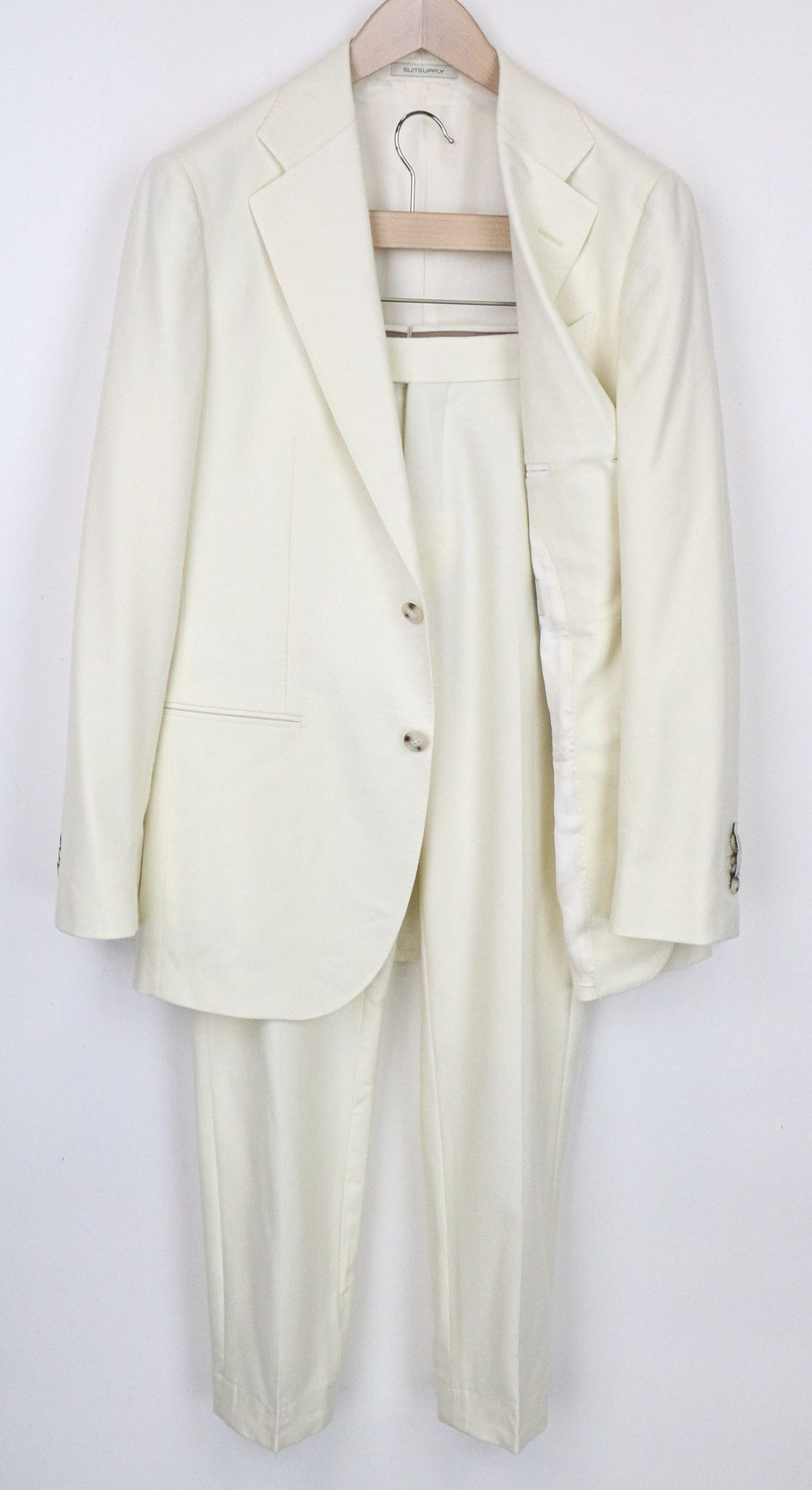 image of Suitsupply Havana Uk38R Woollen Flannel Off-White Suit 71756 in Off White, Men's