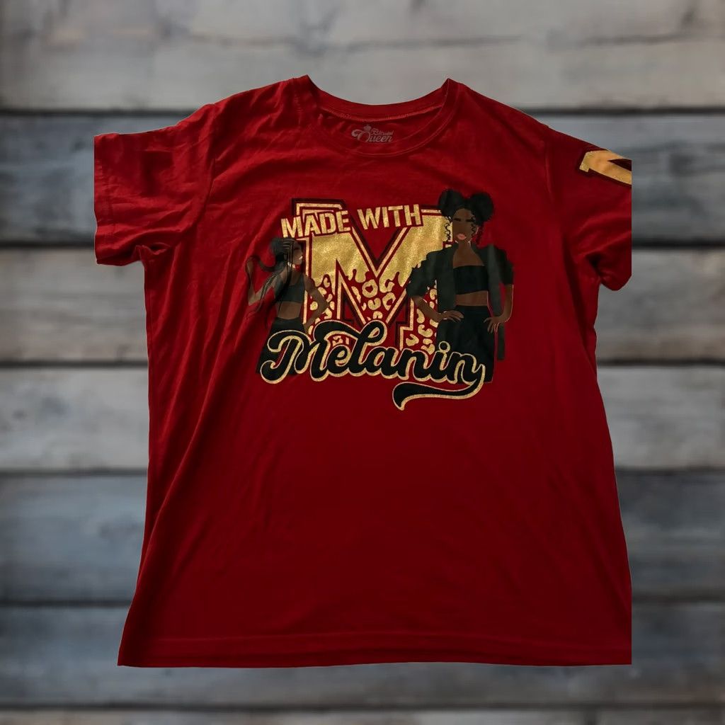 Vintage Blessed Queen Made with Melanin T-Shirt Red Womens L Size L / US 10 / IT 46 - 1 Thumbnail