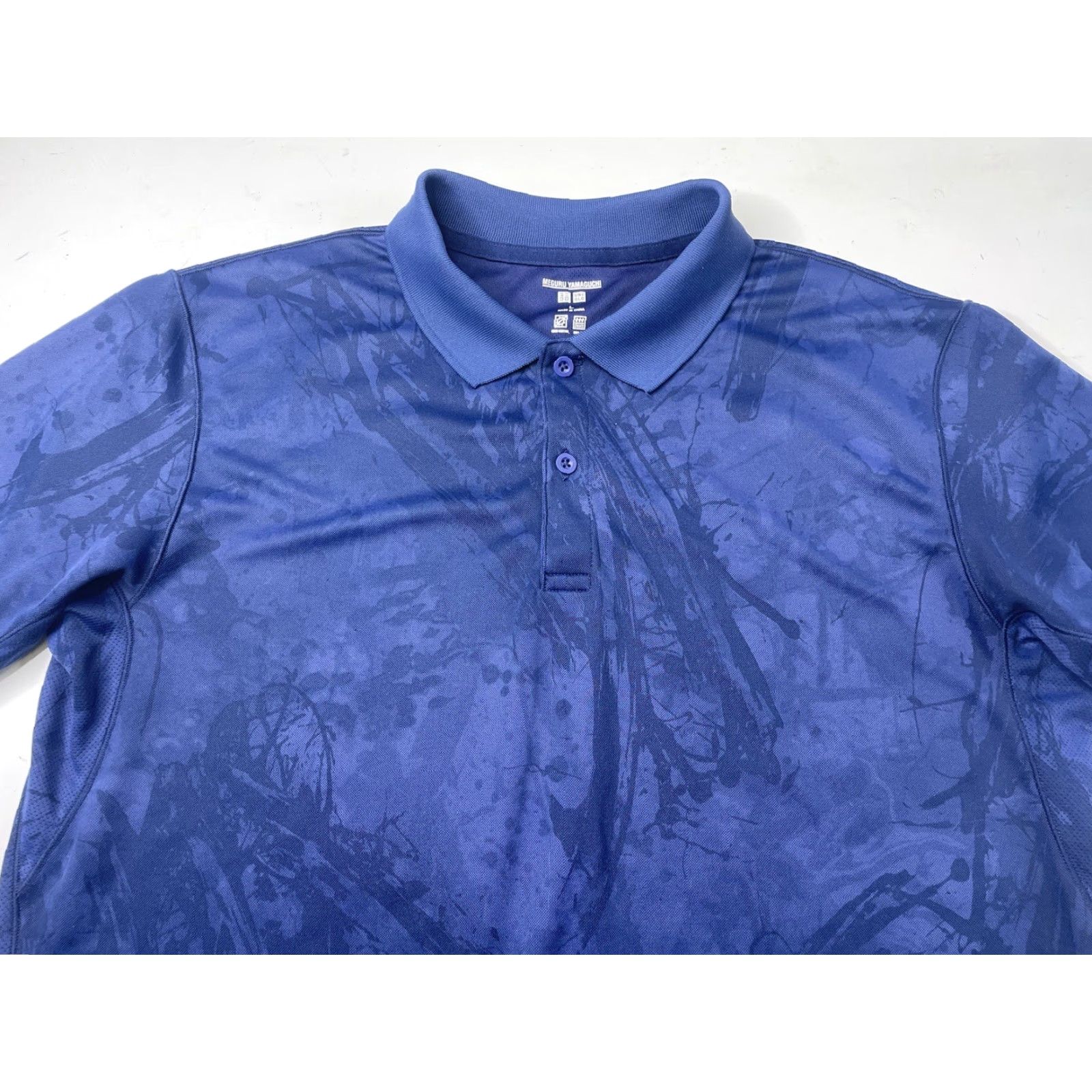 Uniqlo Uniqlo Polo Shirt Mens Size Large Blue Meguru Yamaguchi Abstract Splatter Print Size US L / EU 52-54 / 3 - 2 Thumbnail