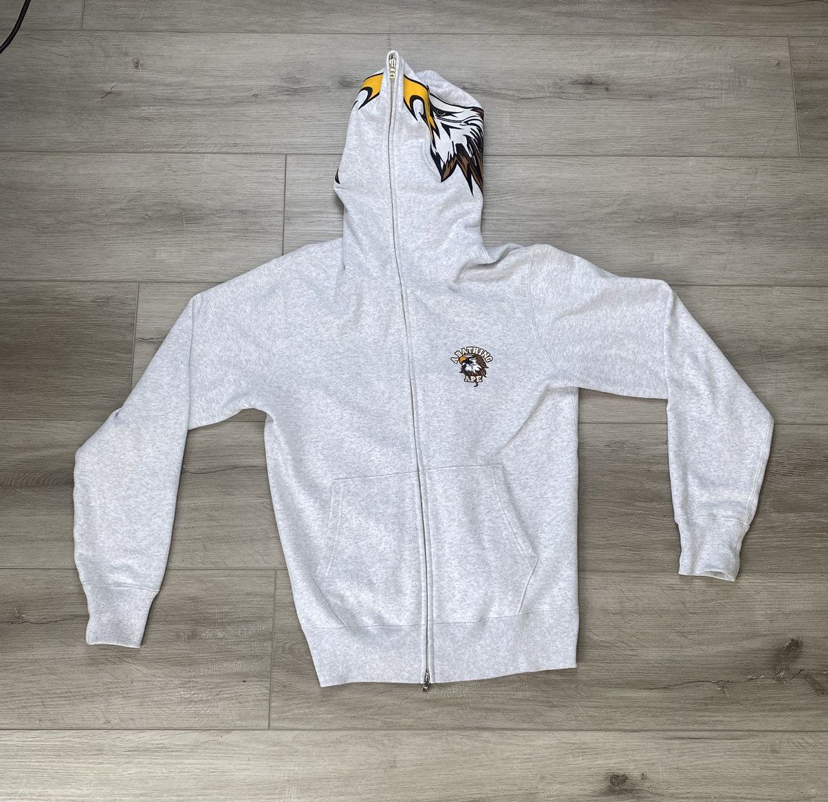 image of Bape Eagle Full Zip Hoodie in Grey, Men's (Size Large)